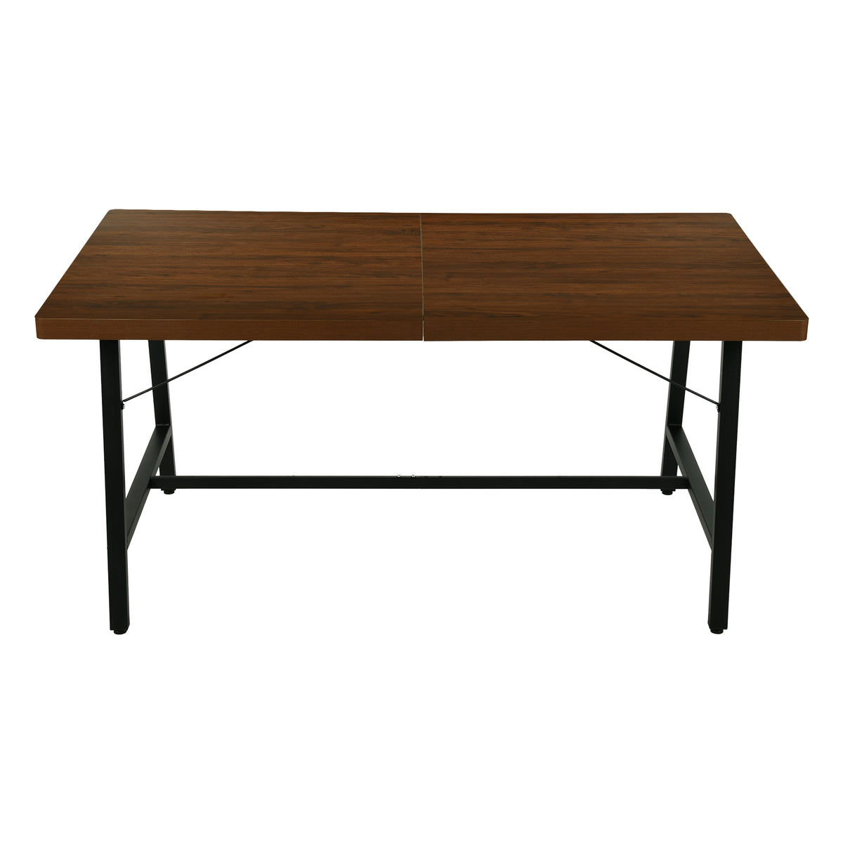 Homy Casa FORS+KALI 5PC Dining Set 63” Dining Table with 4 KALI Suede Brown Walnut Leg Chairs