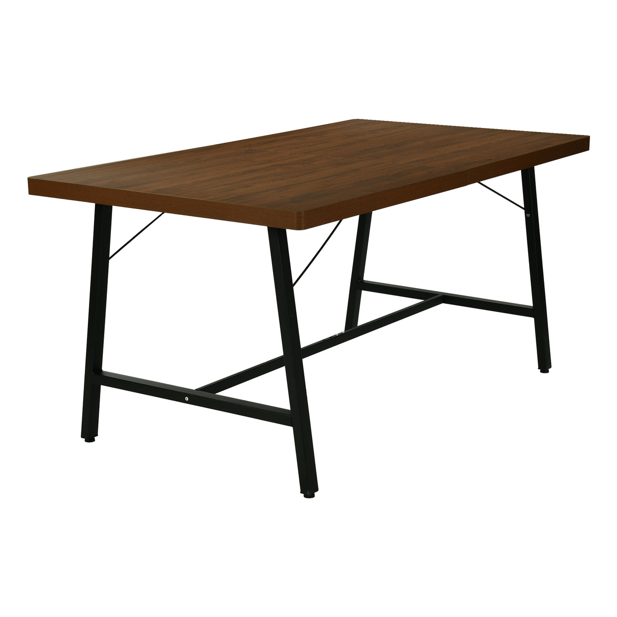 Homy Casa FORS+KALI 5PC Dining Set 63” Dining Table with 4 KALI Suede Brown Walnut Leg Chairs