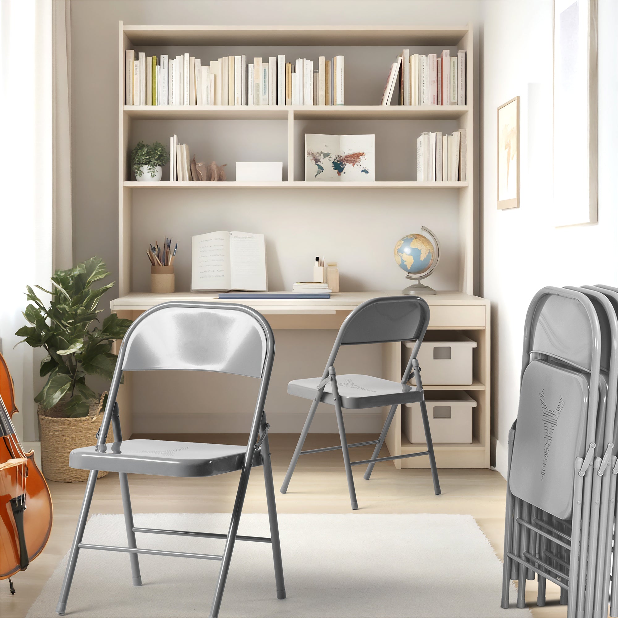Homy Casa FRIEDA  4PC Folding Chair Set for Home and Workspace, Grey