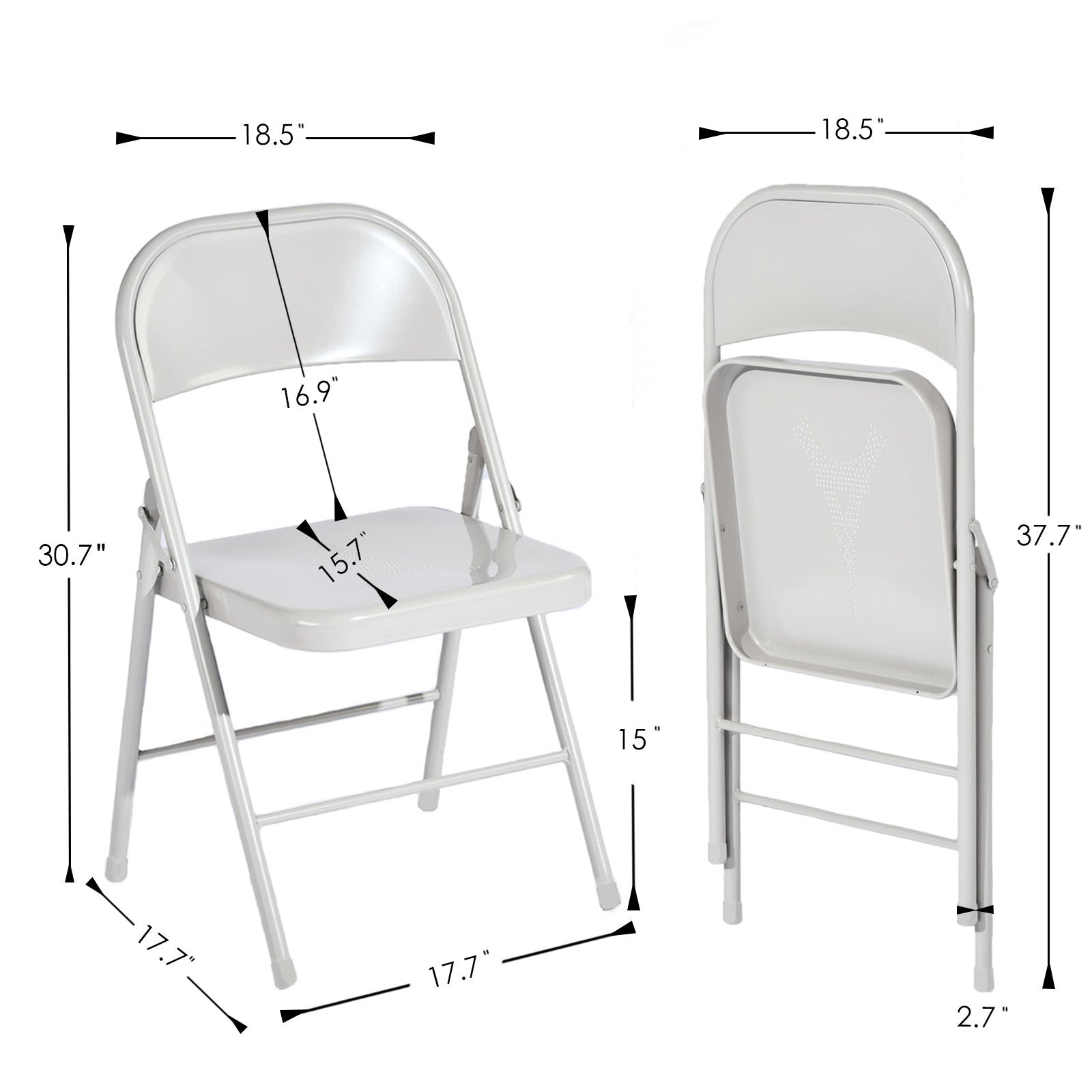 Homy Casa FRIEDA EIFFEL MORANDI GREY 4PK 18.3" Folding Chair Set for Home and Workspace