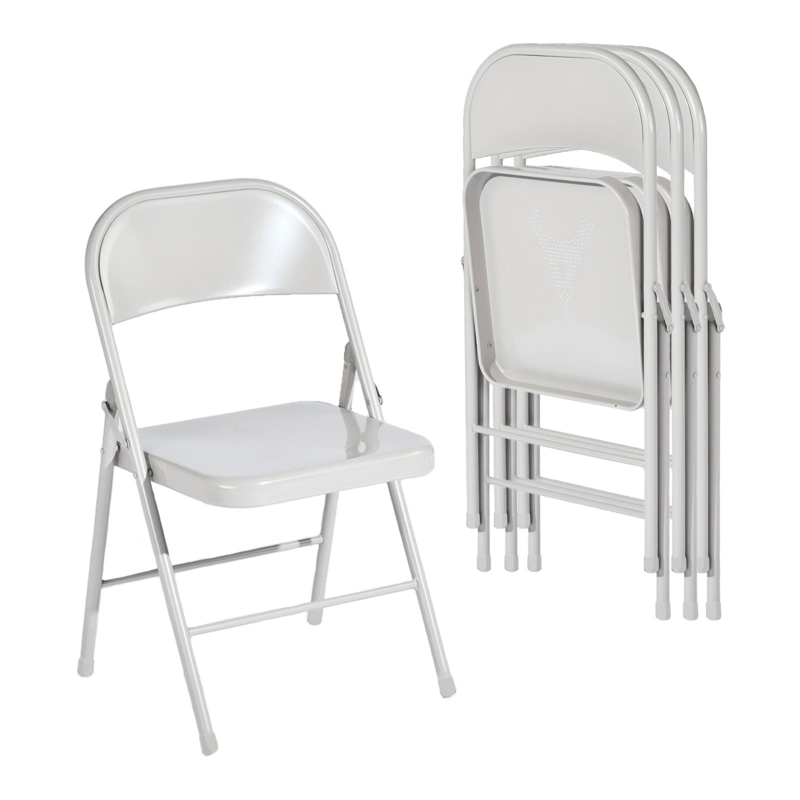 Homy Casa FRIEDA EIFFEL MORANDI GREY 4PK 18.3" Folding Chair Set for Home and Workspace