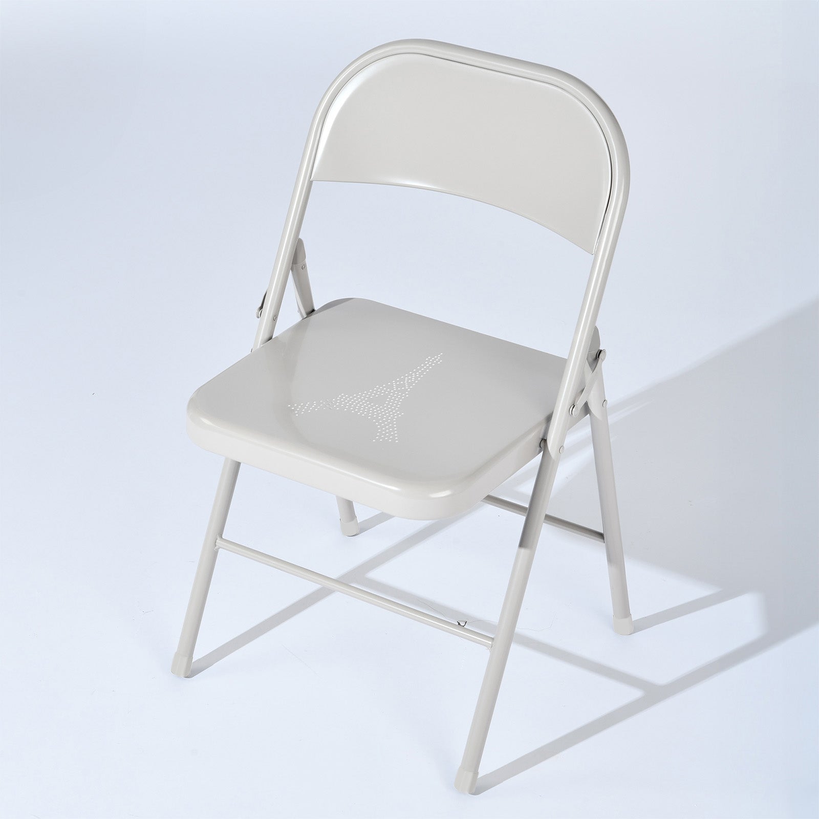 Homy Casa FRIEDA EIFFEL MORANDI GREY 4PK 18.3" Folding Chair Set for Home and Workspace