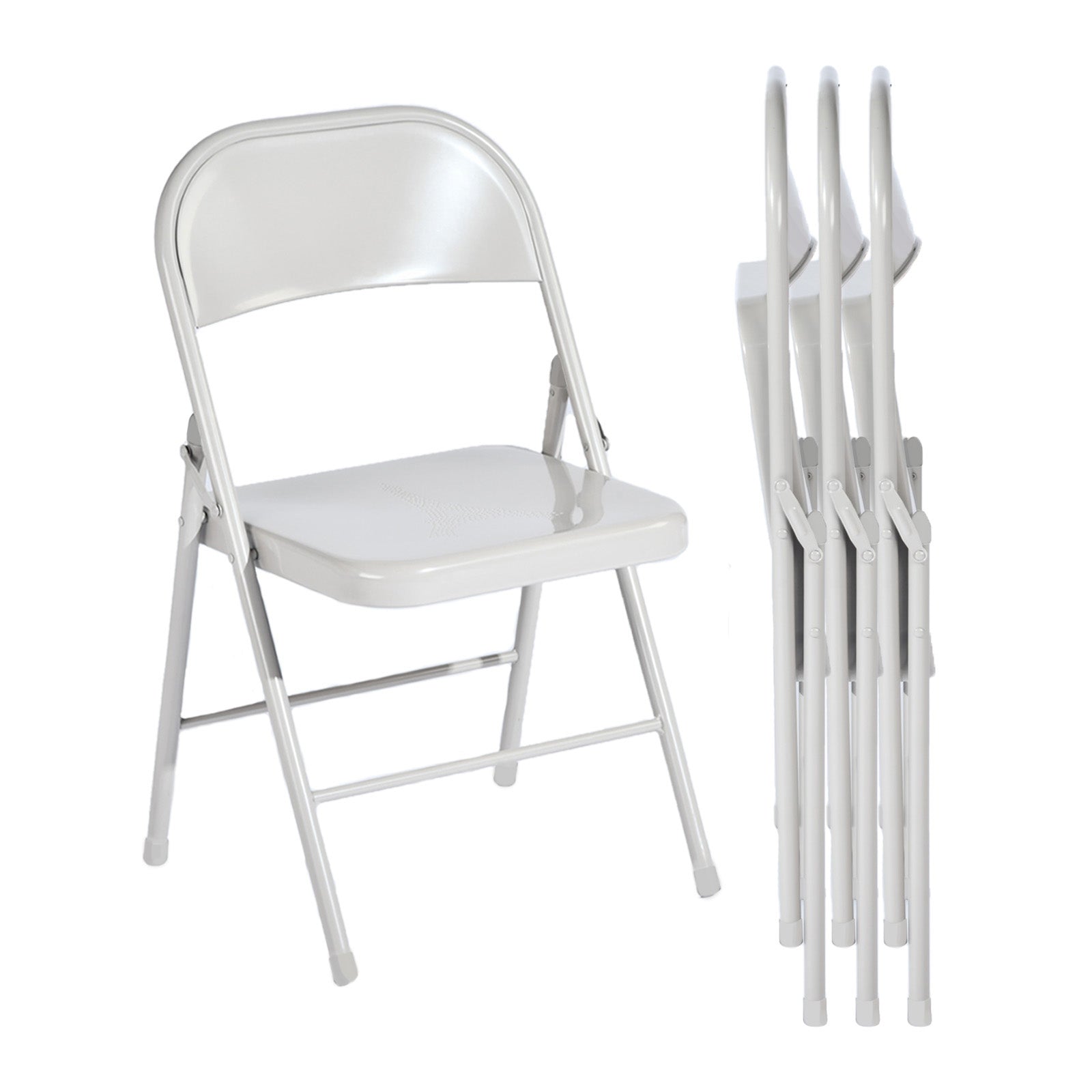Homy Casa FRIEDA EIFFEL MORANDI GREY 4PK 18.3" Folding Chair Set for Home and Workspace