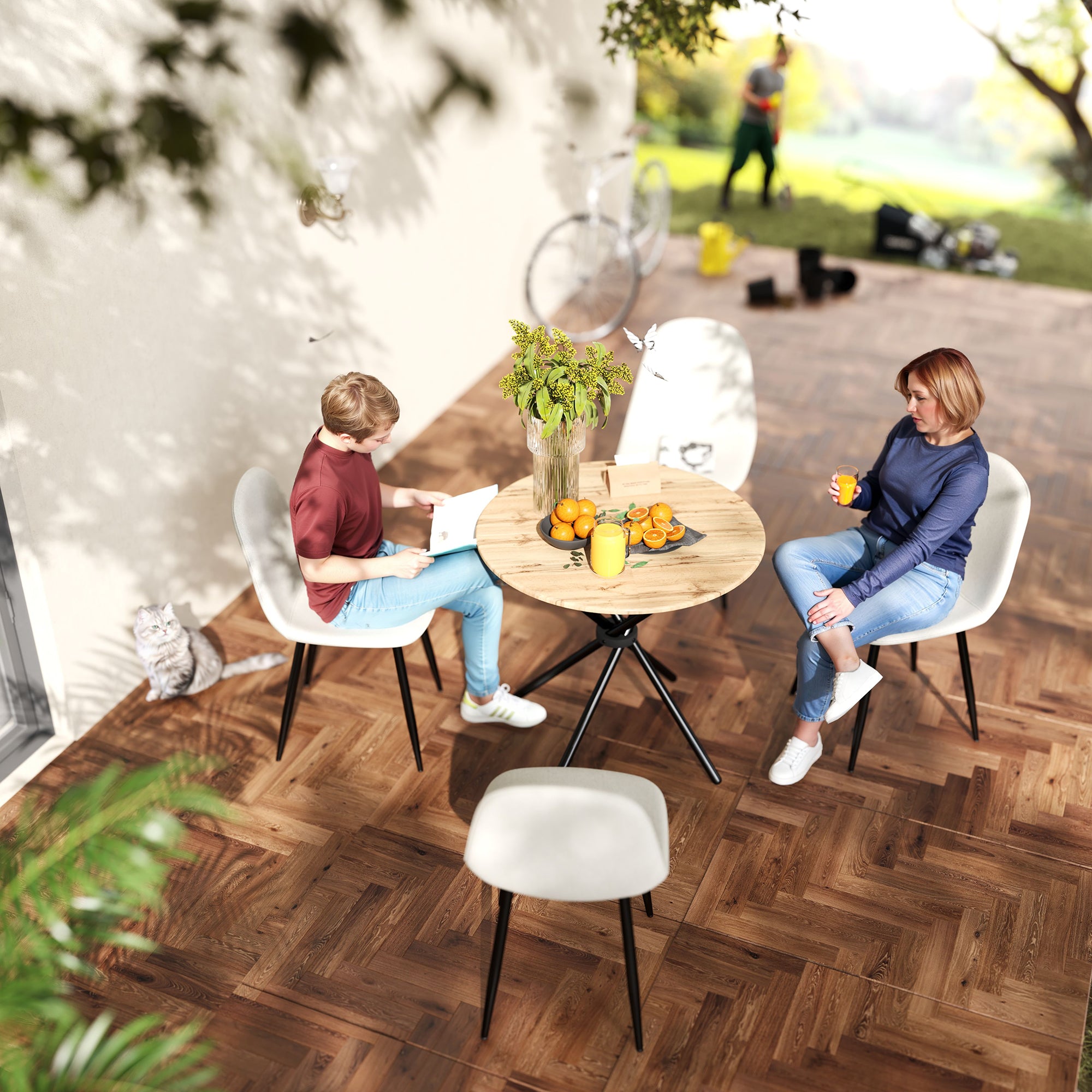 Fontana 5 Piece Oak & Charlton Upholstered Dining Set