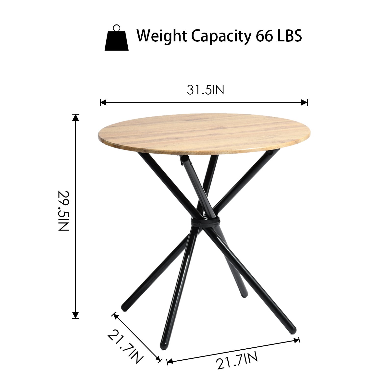Homy Casa FONTANA NATURAL 31.5" Round Dining Table for Home and Workspace