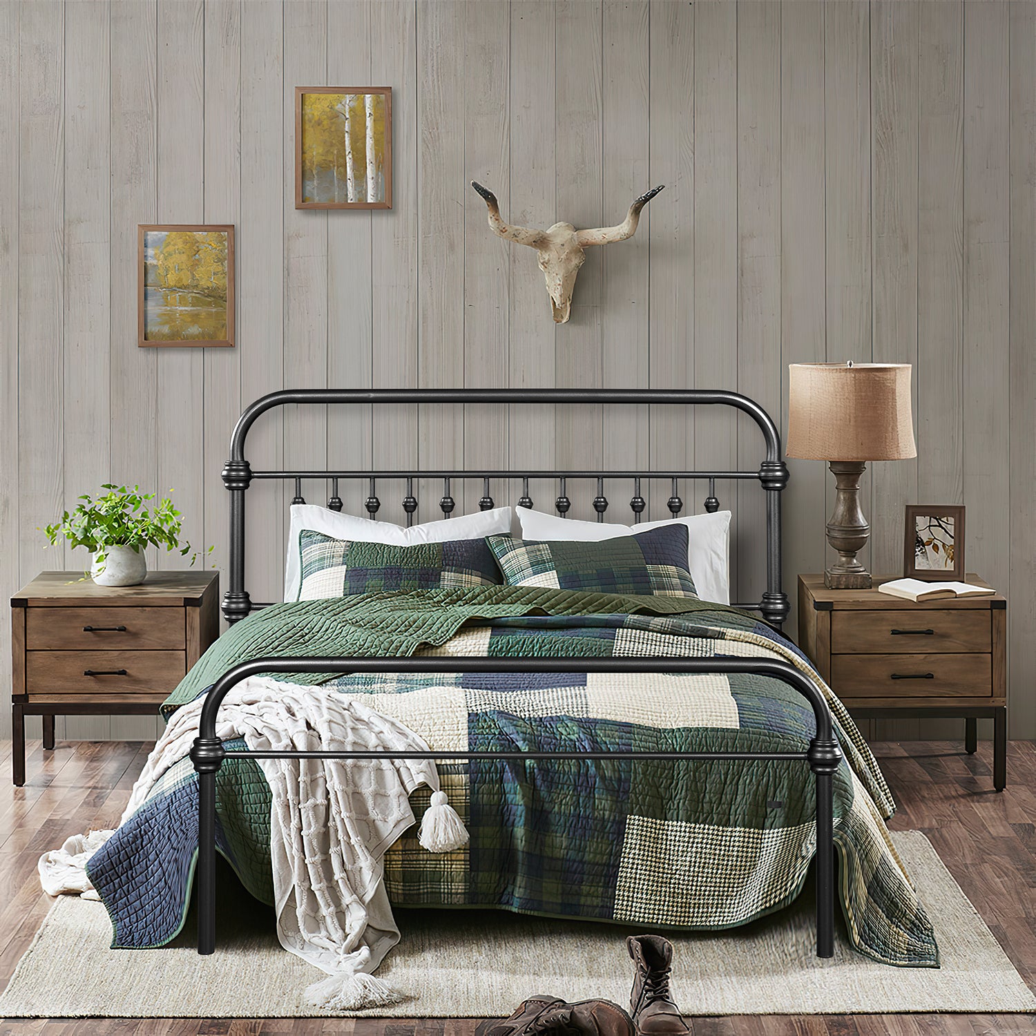 Homy Casa GOBERT Full Size Metal Bed Frame, Matte Black, Sturdy Steel Tube Construction Open Box