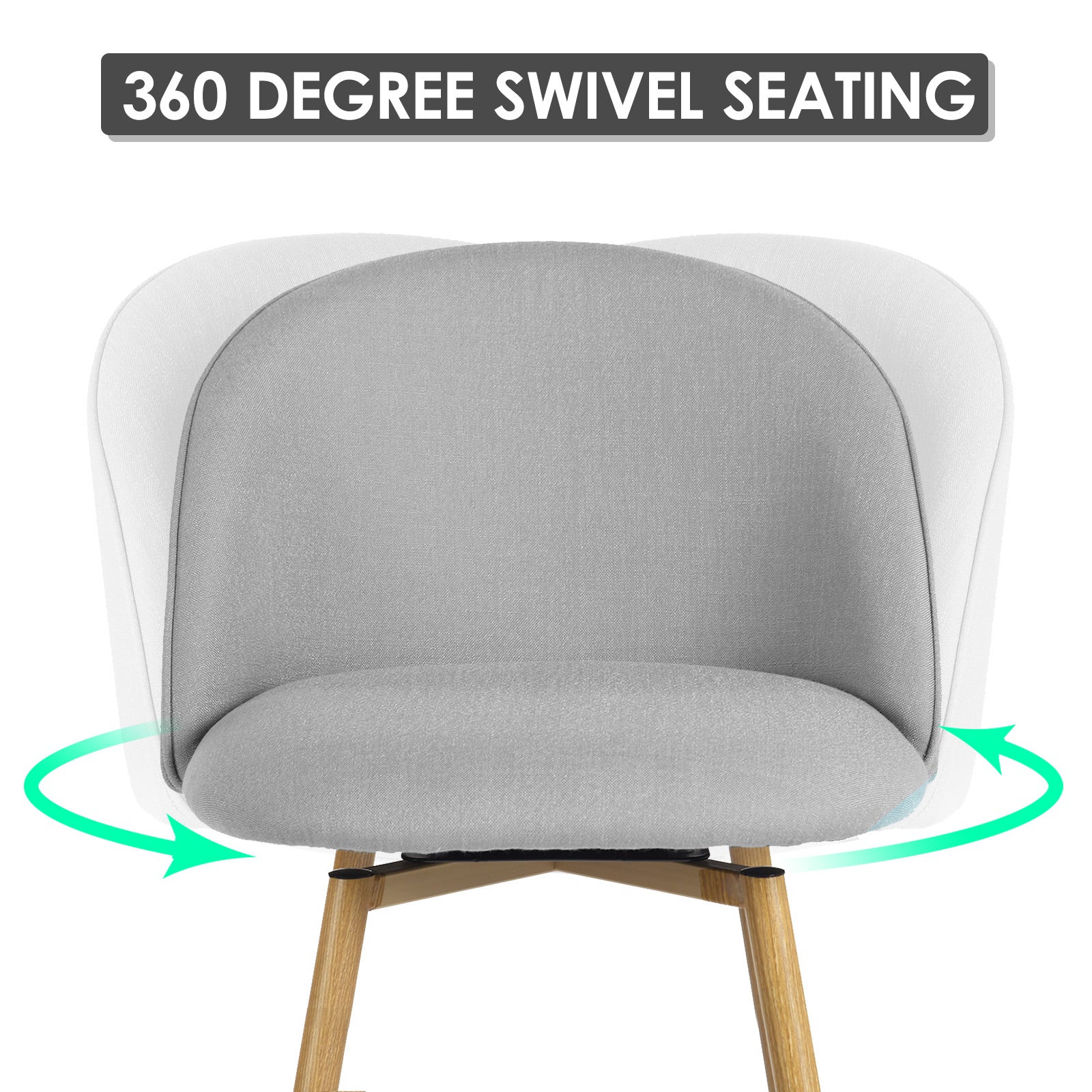 Open Box Homy Casa HASEEB Counter Fabric Swivel Barstool Grey Oak Leg 18.3" x 19.9" x 37" Modern Seating