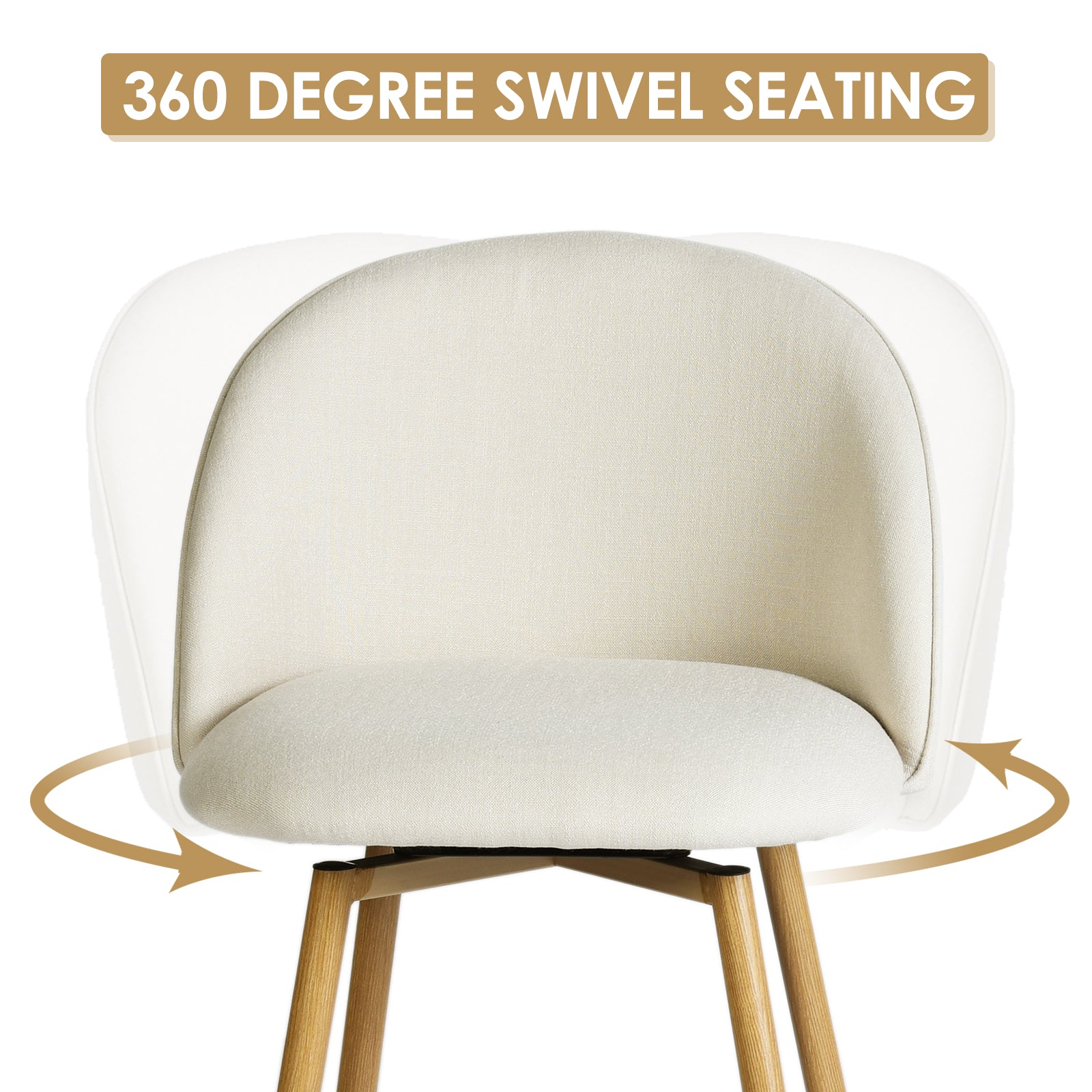 Homy Casa HASEEB Counter Fabric Barstool Beige Oak Leg 18.3"  x 19.9"  x 37"  Swivel Barstool Open Box