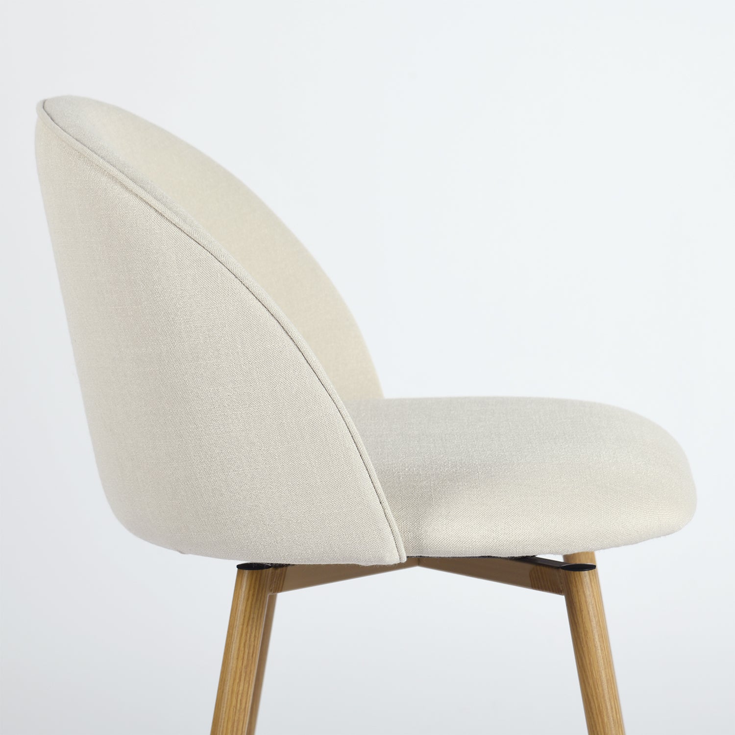 Homy Casa HASEEB Counter Fabric Barstool Beige Oak Leg 18.3"  x 19.9"  x 37"  Swivel Barstool Open Box