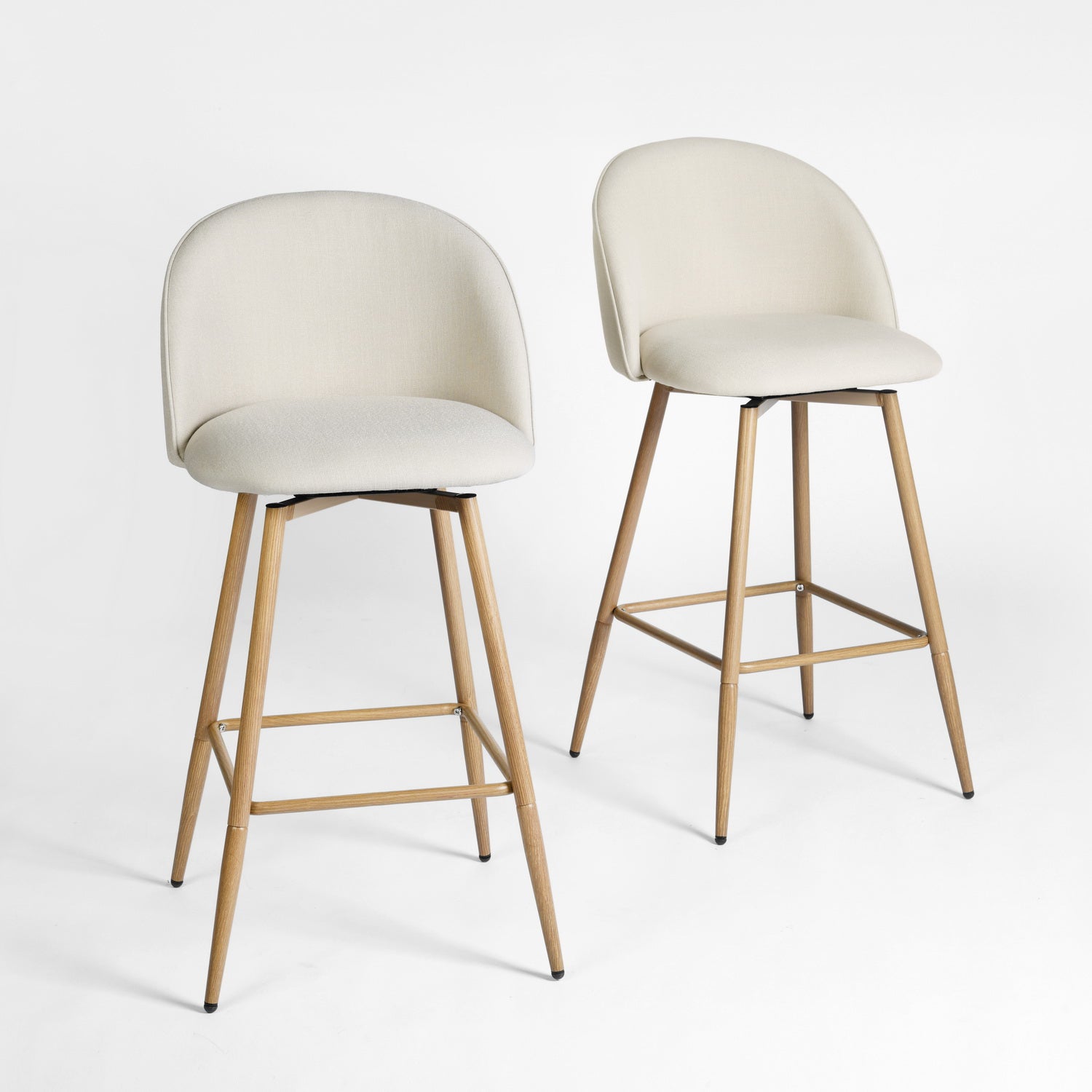 Homy Casa HASEEB 26" Swivel Counter Height Bar Stools Set of 2,Beige