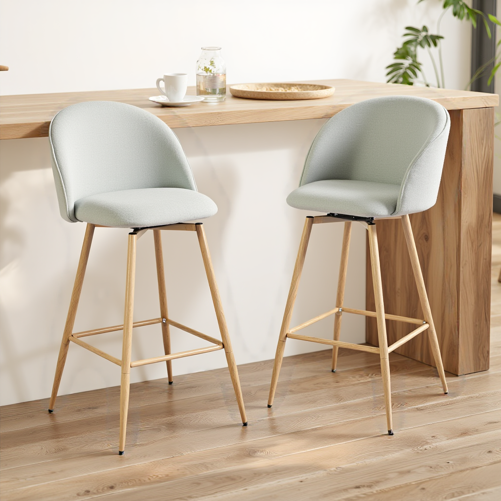 Homy Casa HASEEB 26" Swivel Counter Height Bar Stools Set of 2,Gray