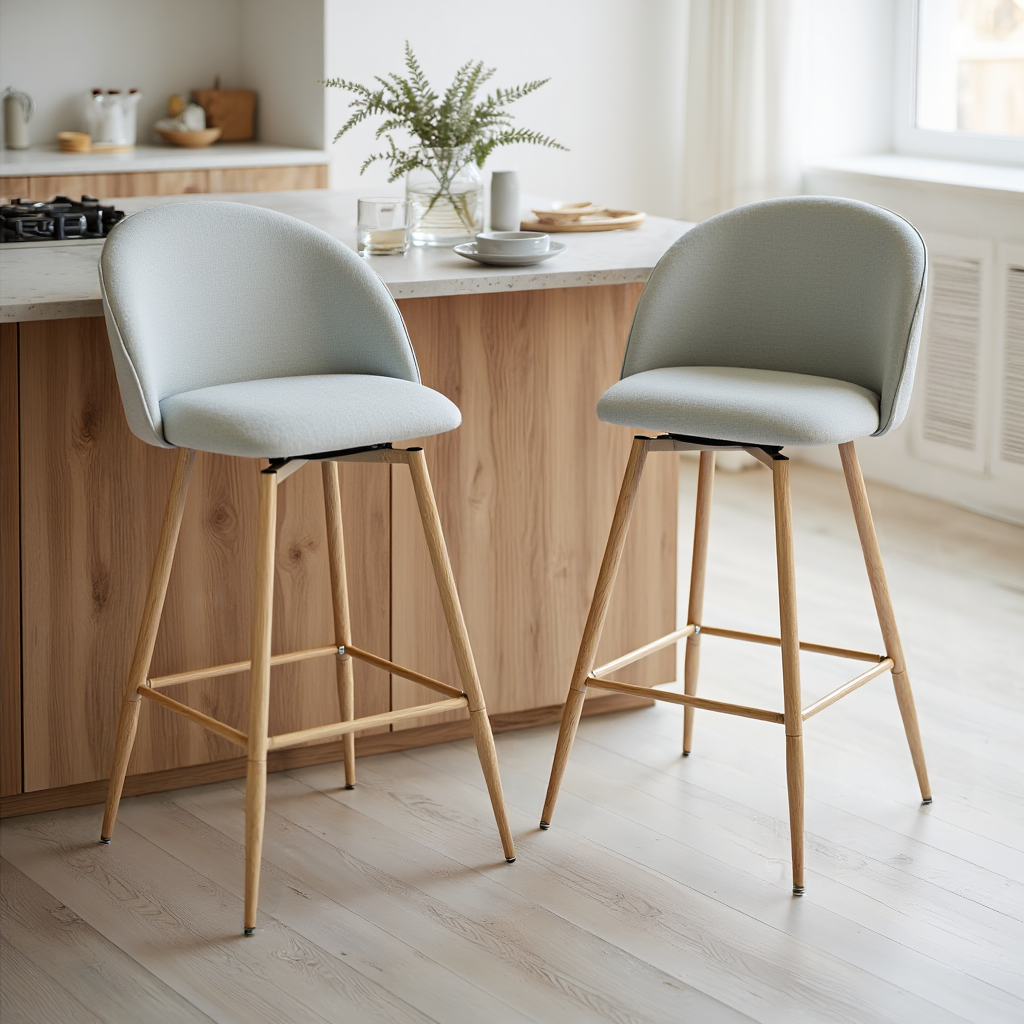 Homy Casa HASEEB 26" Swivel Counter Height Bar Stools Set of 2,Gray