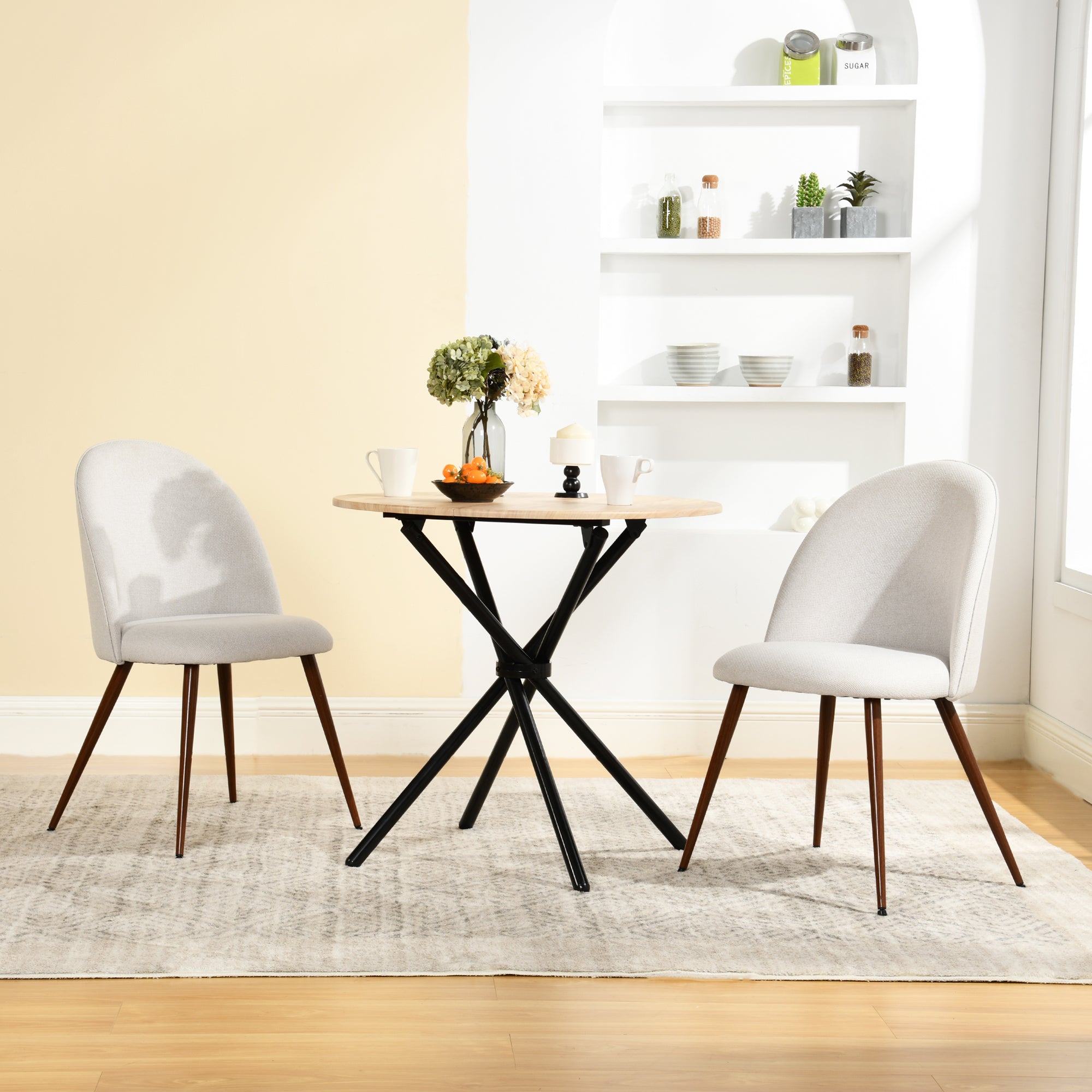 Fontana 3 Piece Oak & Haven Upholstered Dining Set