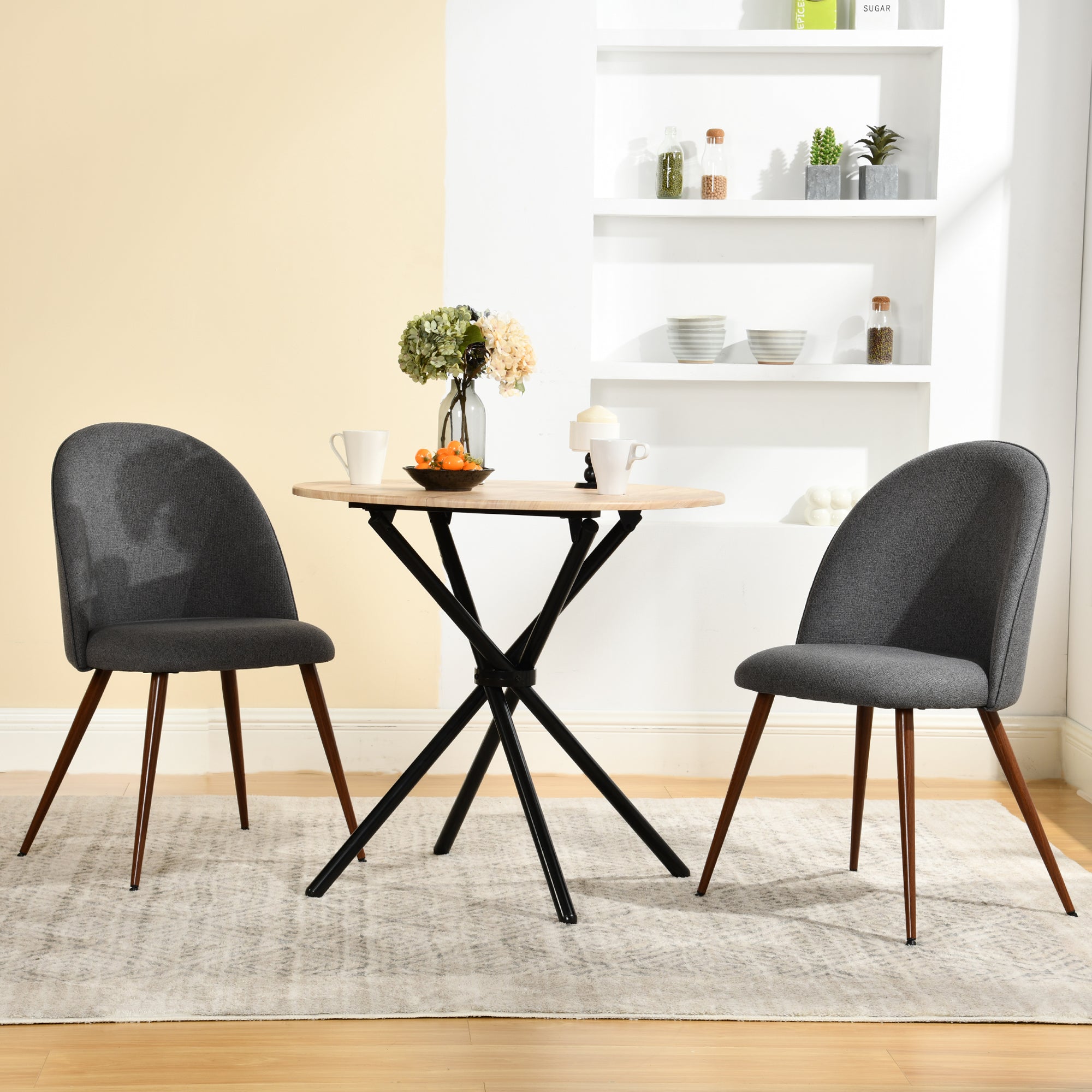 Fontana 3 Piece Oak & Haven Upholstered Dining Set