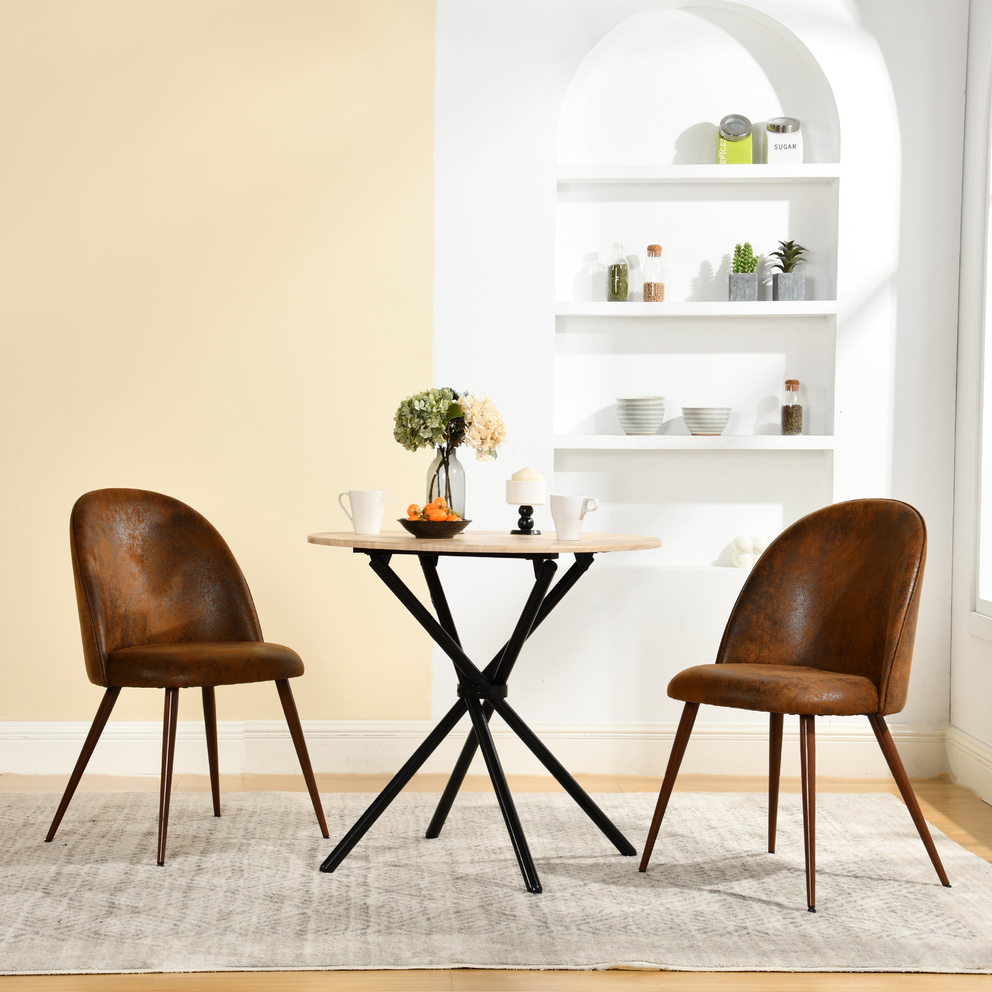 Fontana 3 Piece Oak & Haven Upholstered Dining Set