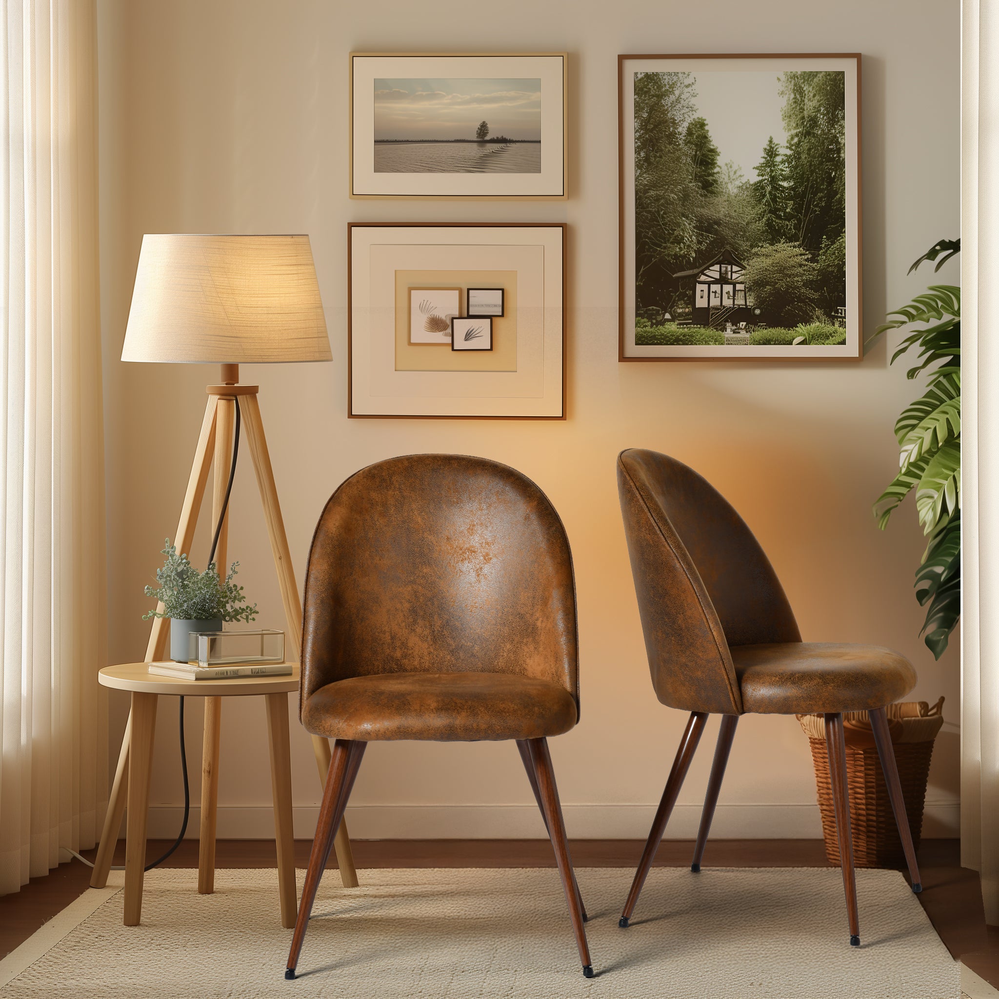 Haven High Back Fabric Upholsted Dining Chair Set of 2