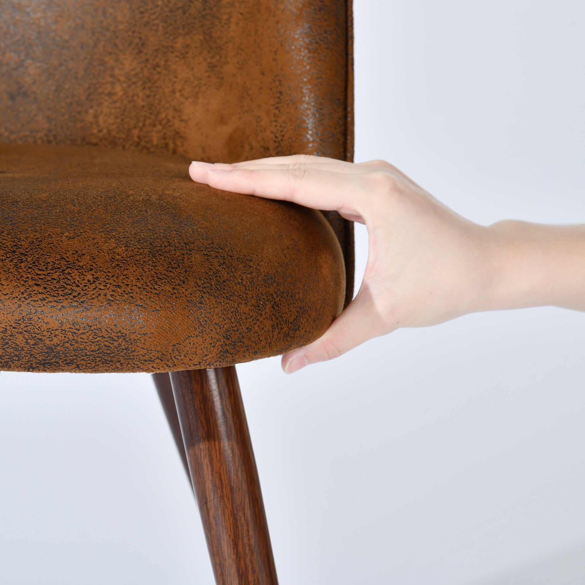 Homy Casa HAVEN SUEDE BROWN WALNUT LEG 2PK 20.08"L x 21.06"W x 33.07"H Dining Chair Set