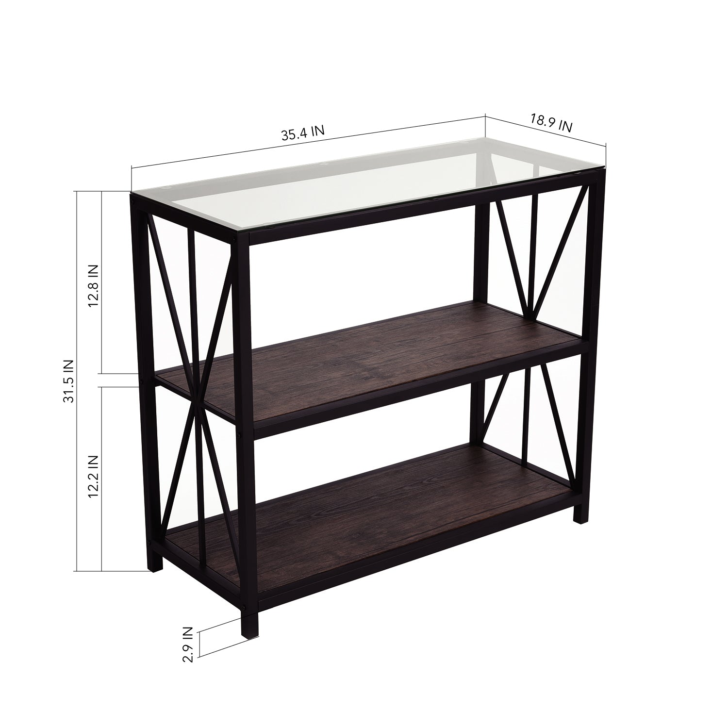 Open Box Homy Casa HONOURABLE GLASS 35.43" W x 14.96" D x 31.5" H Shelving Unit