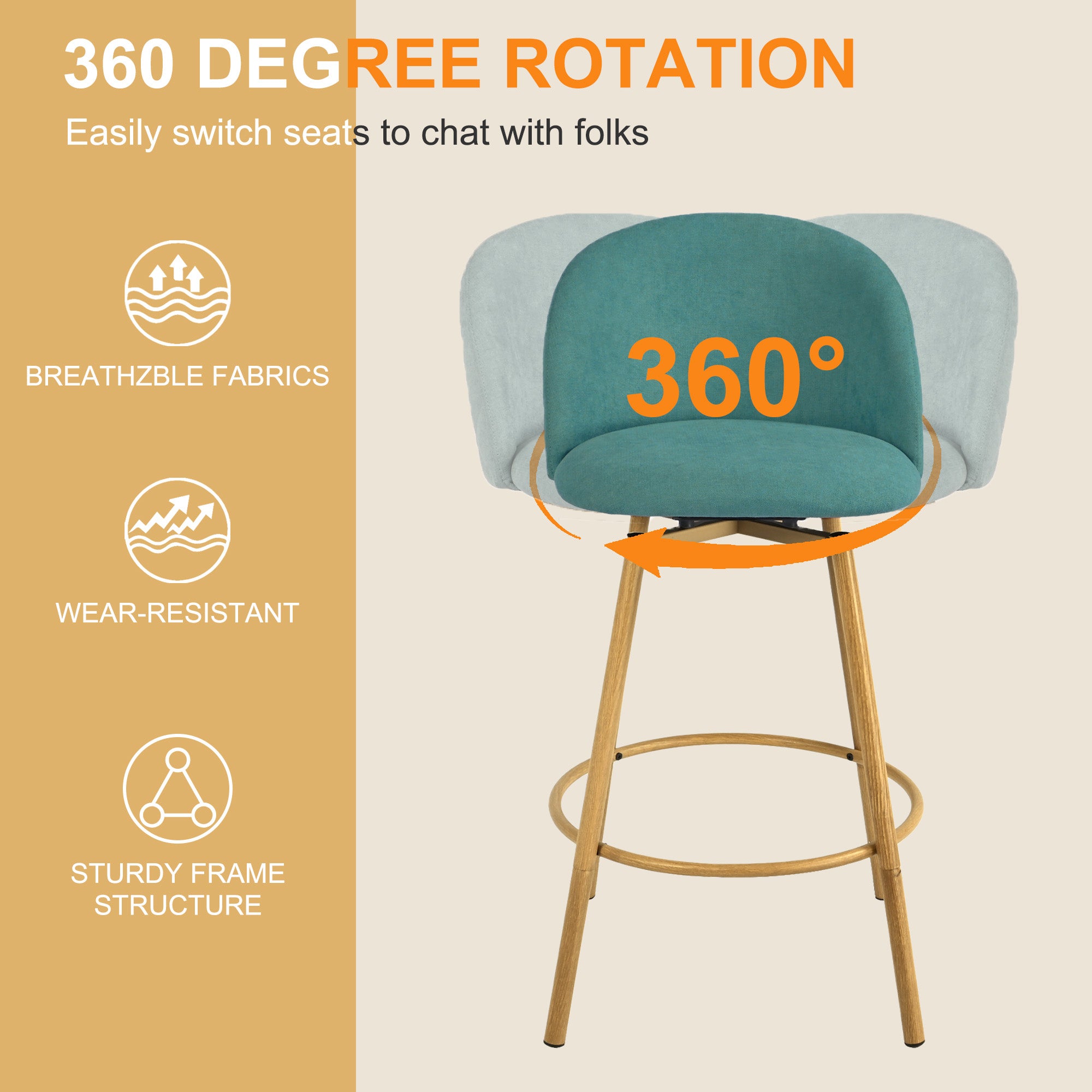 Homy Casa HSB-CS001 2PC Bar Stools Modern Bar Seating Aloe Blue Open Box