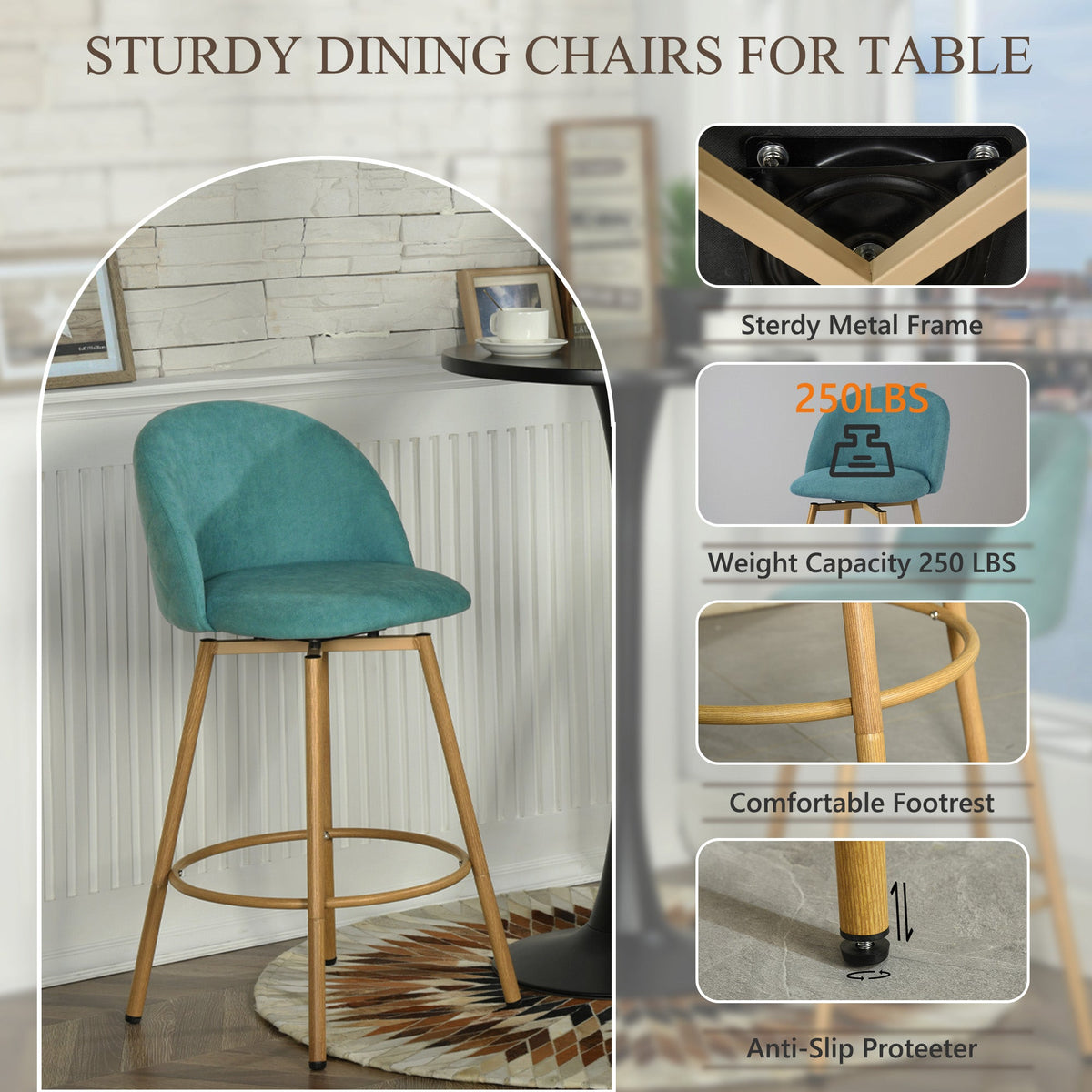 HSB-CS001 2PC Bar Stools Modern Bar Seating Aloe Blue Open Box