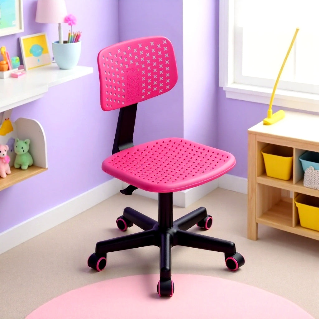 Irene Adjustable Swivel Study Chair with Ergonomic Design Pink