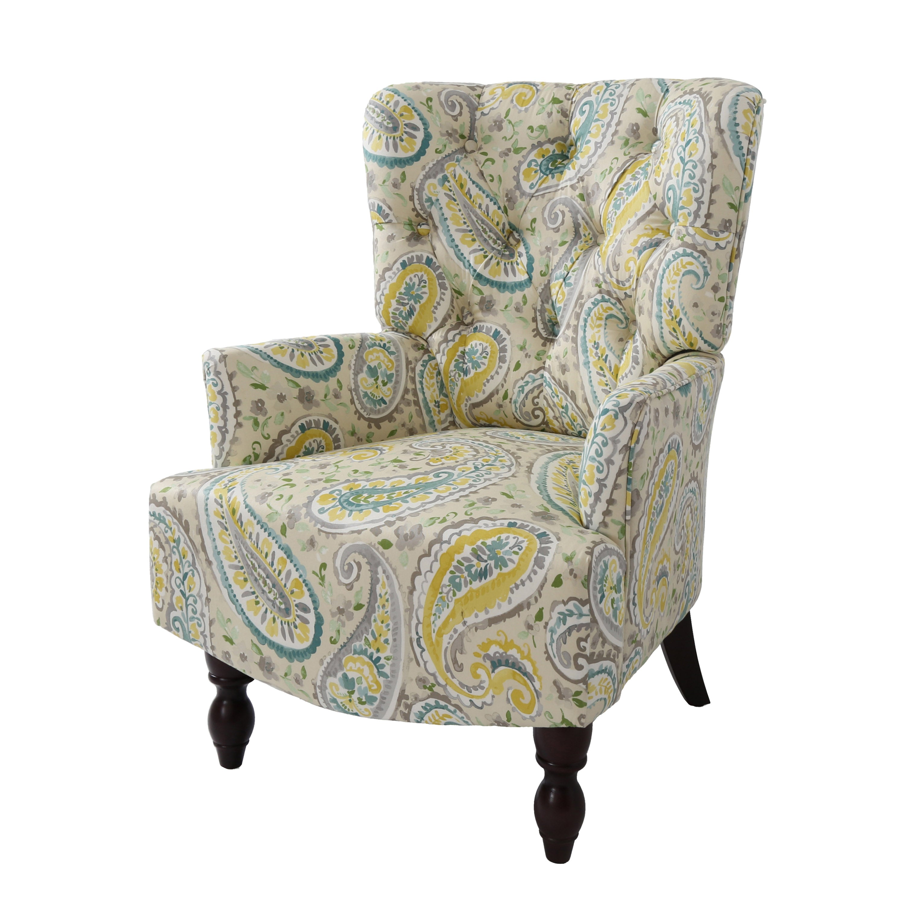 Homy Casa JOVANNI leisure Chair, Solid Wood Frame, Fireproof Rainbow Green Fabric Open Box