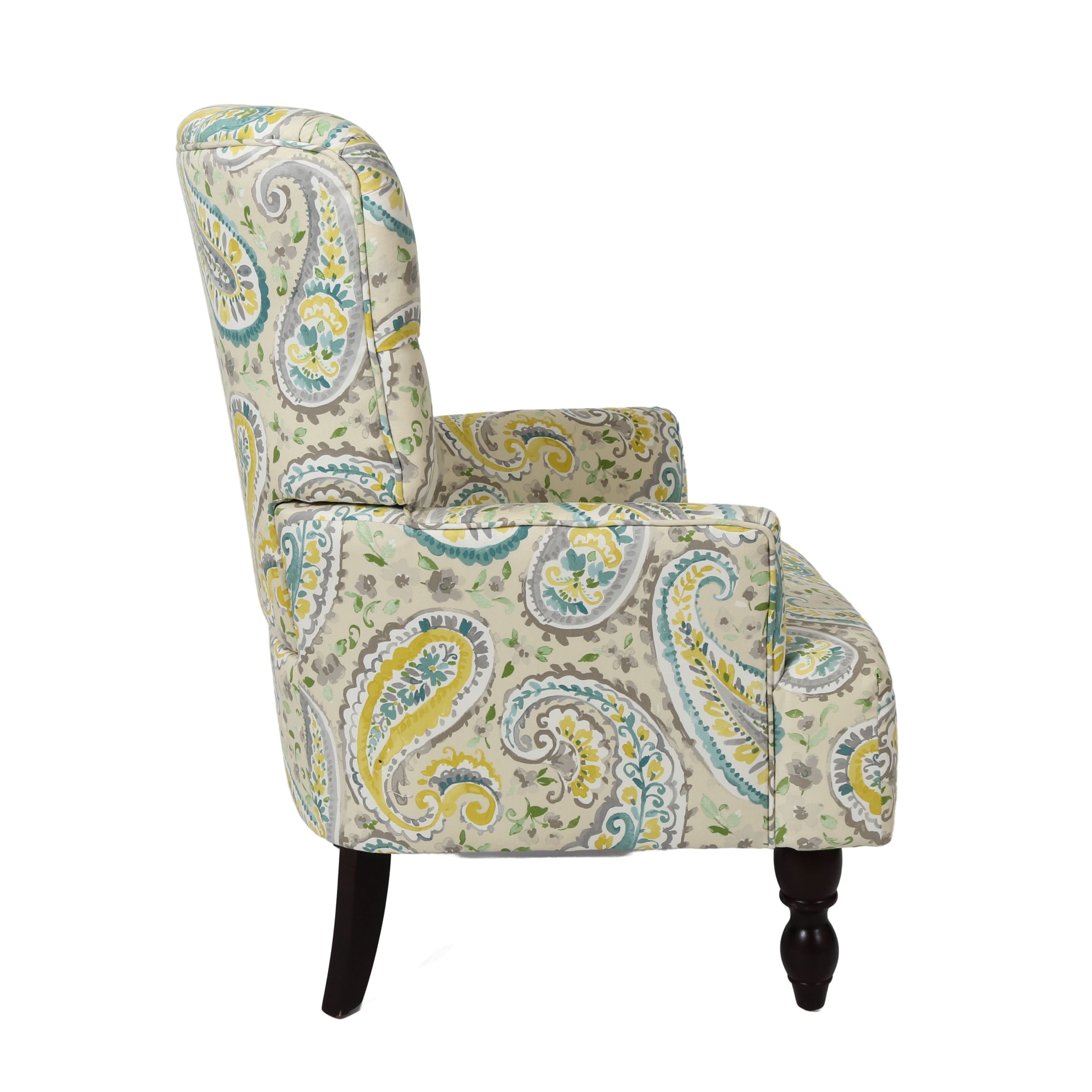 Homy Casa JOVANNI leisure Chair, Solid Wood Frame, Fireproof Rainbow Green Fabric Open Box