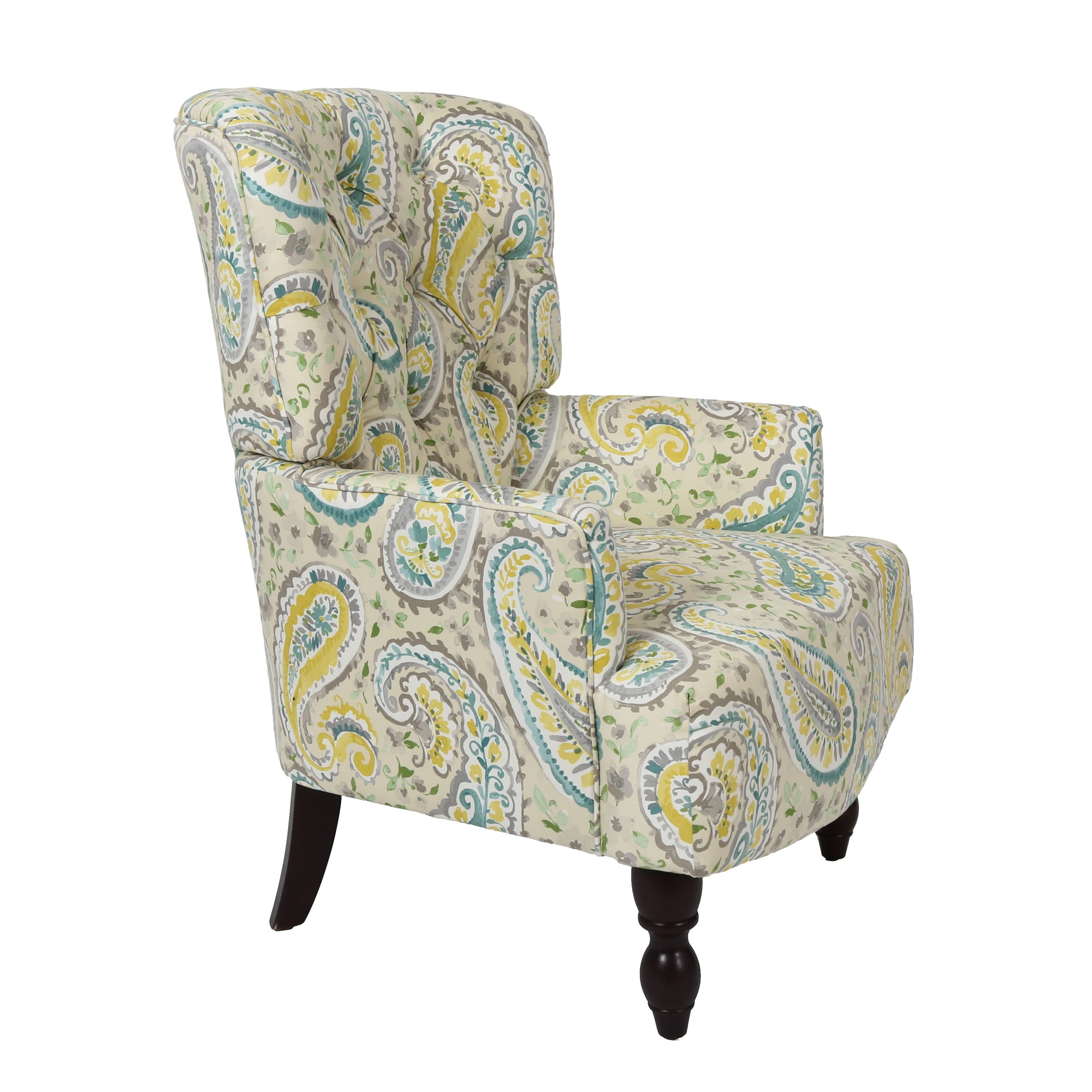 Homy Casa JOVANNI leisure Chair, Solid Wood Frame, Fireproof Rainbow Green Fabric Open Box