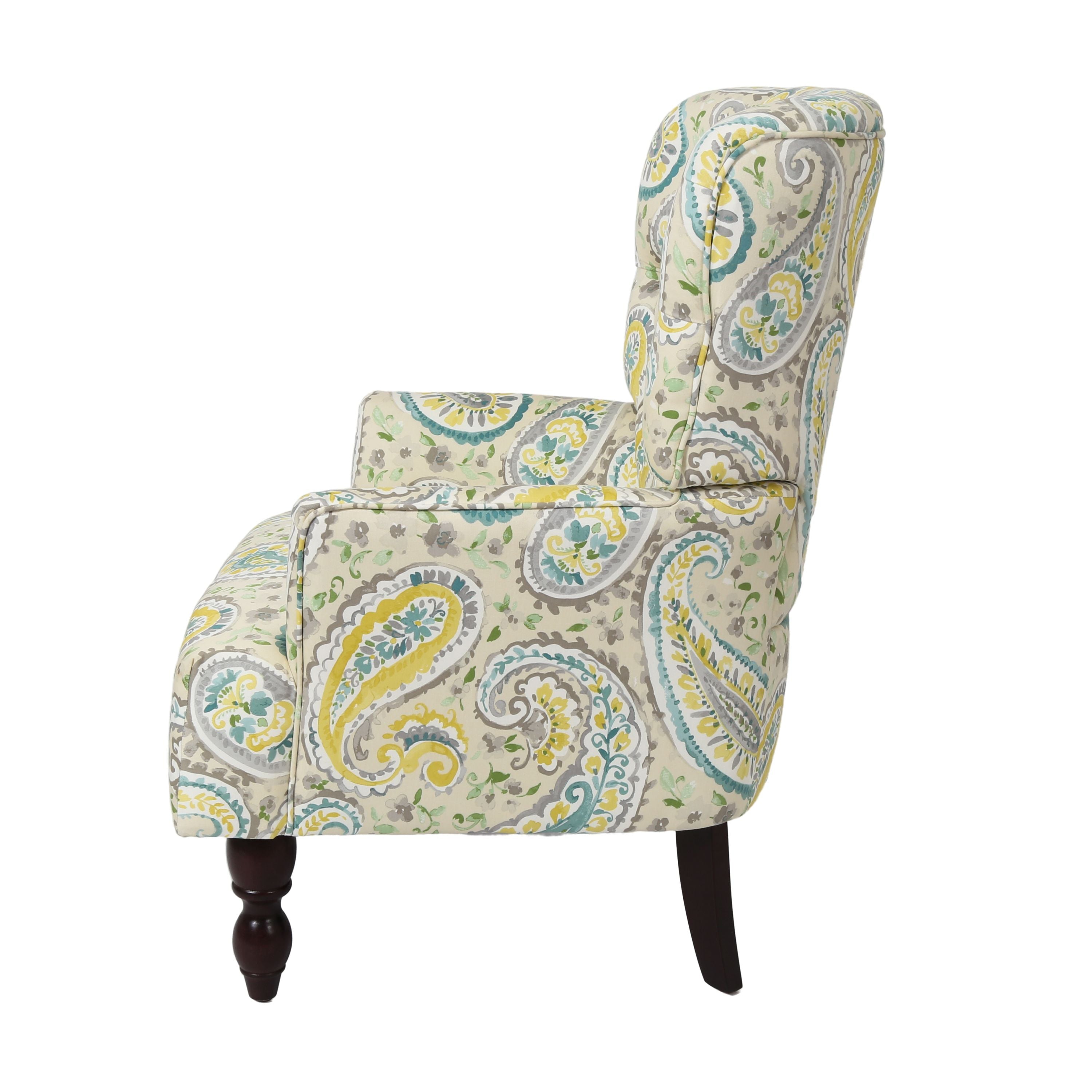 Homy Casa JOVANNI leisure Chair, Solid Wood Frame, Fireproof Rainbow Green Fabric Open Box