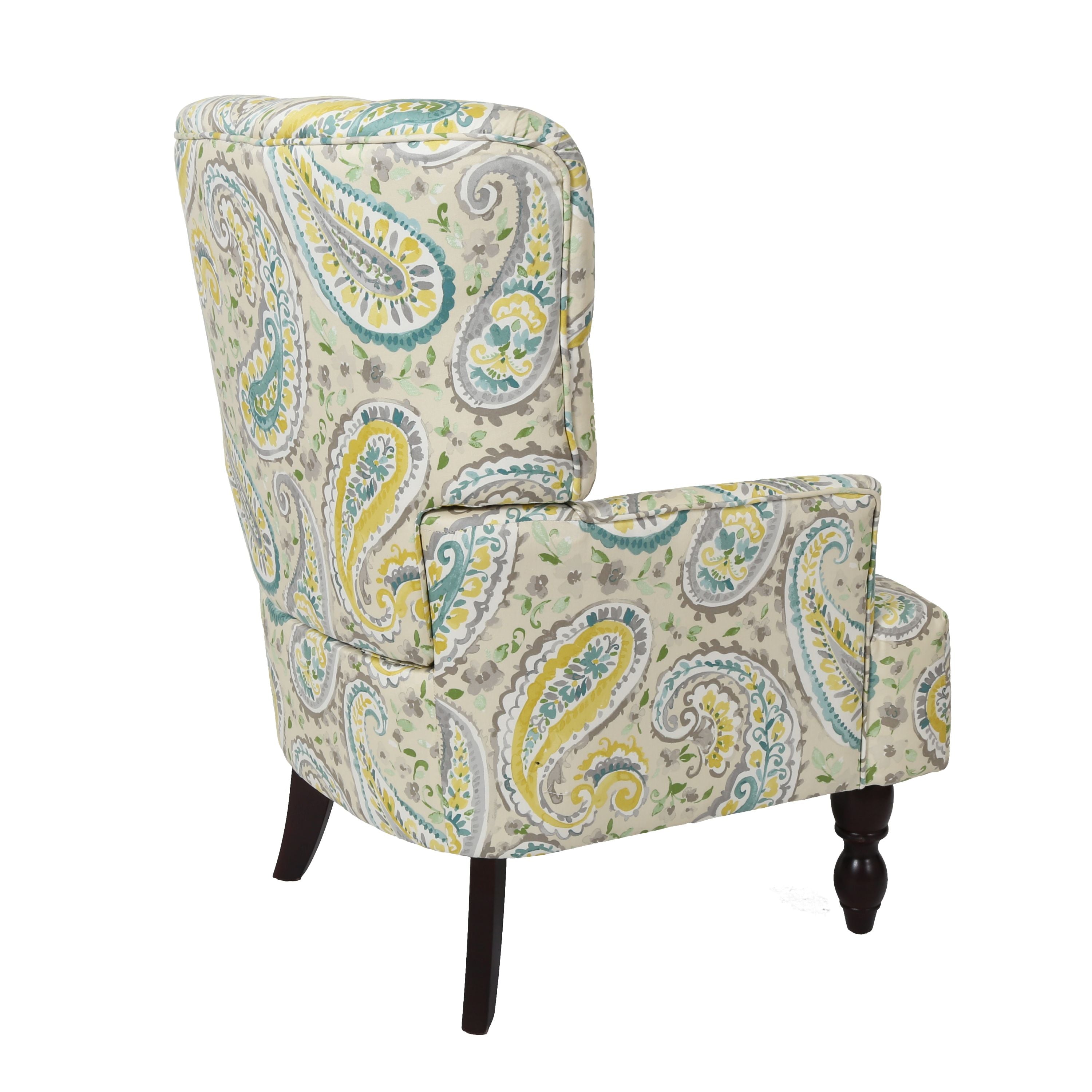 Homy Casa JOVANNI leisure Chair, Solid Wood Frame, Fireproof Rainbow Green Fabric Open Box