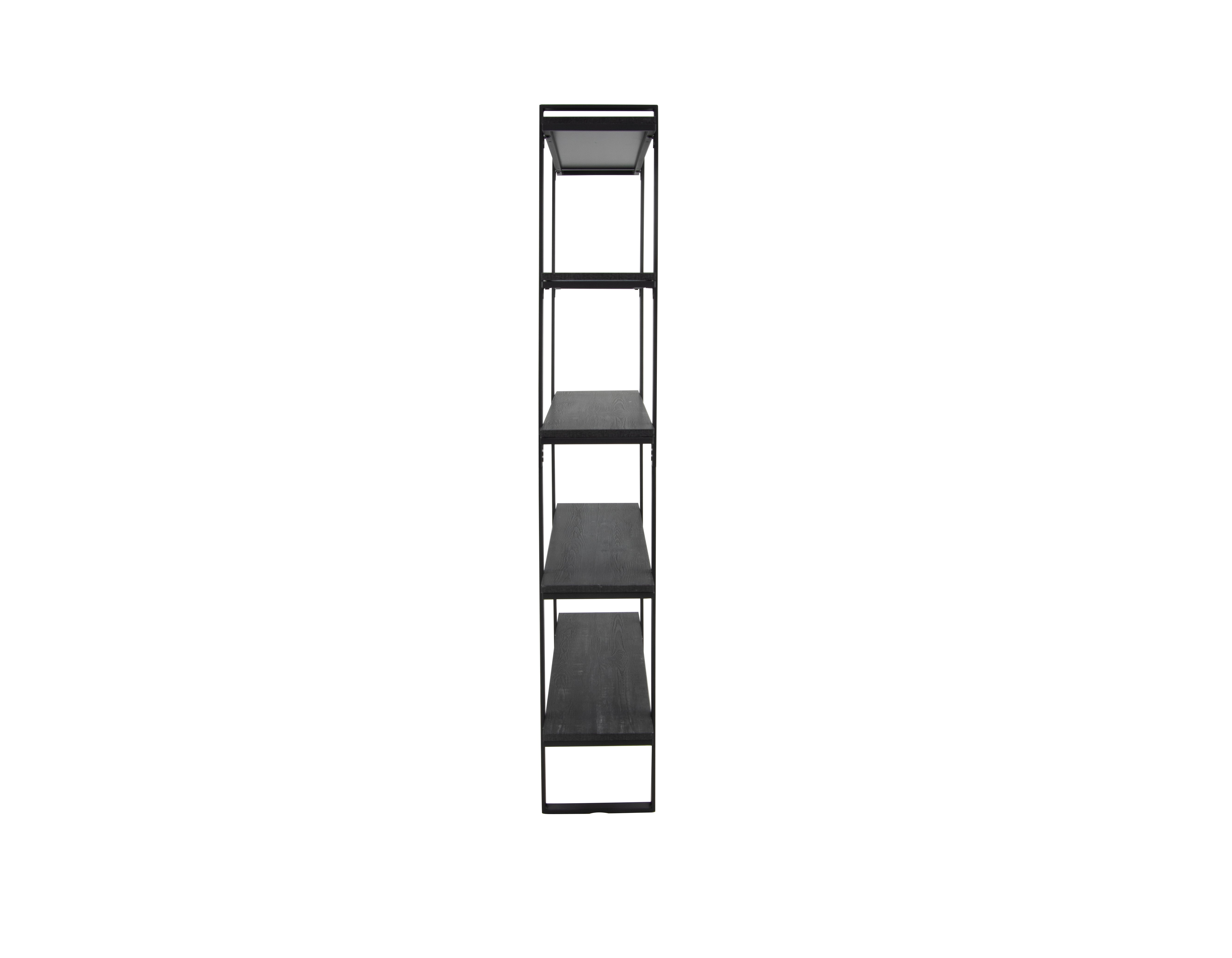 Homy Casa KAPTOUM Five Layer Open Shelf, 100x28x180cm, Black Trestle Leg, MDF Faux Wood