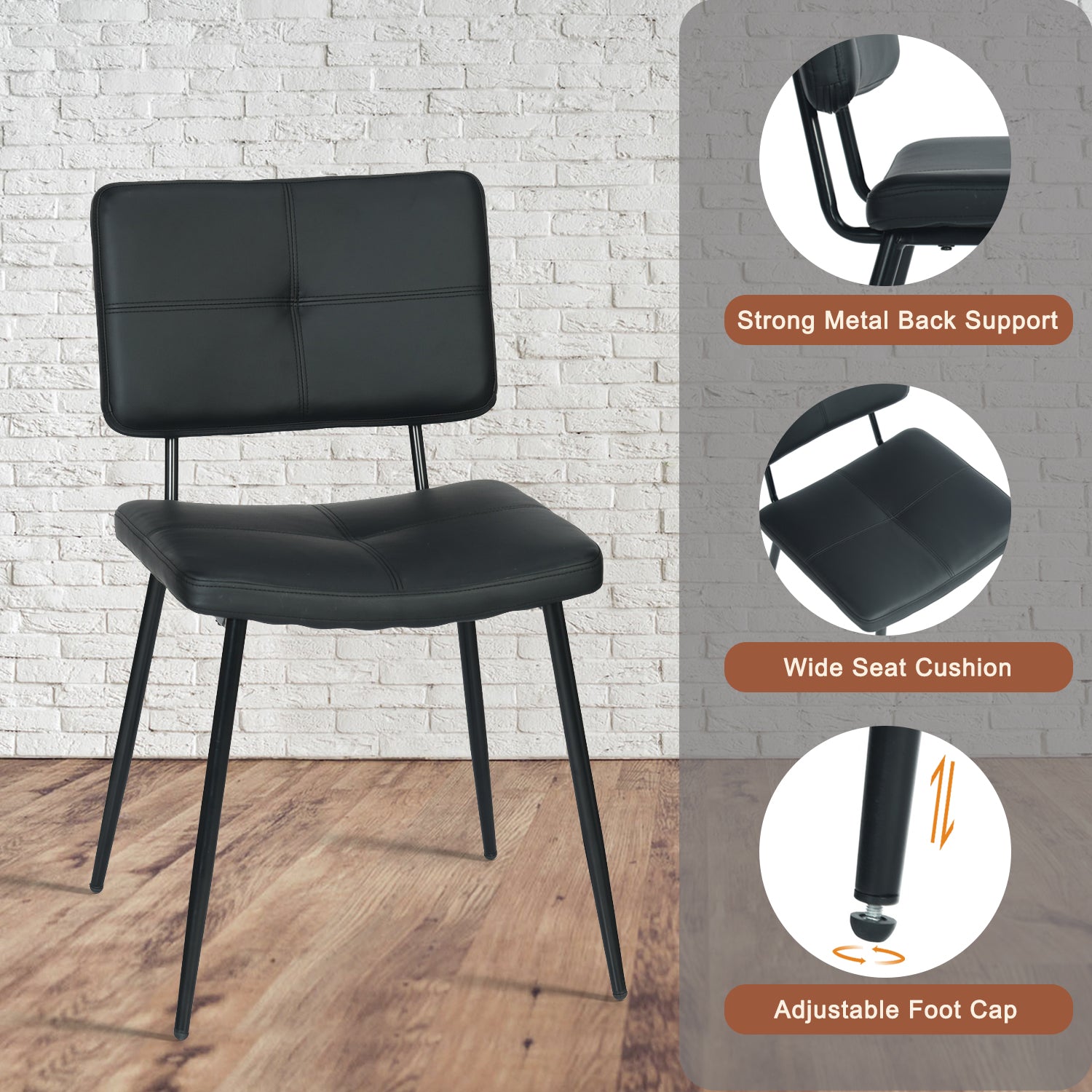 Homy Casa Karomi 2PC PU Dining Chairs in Black