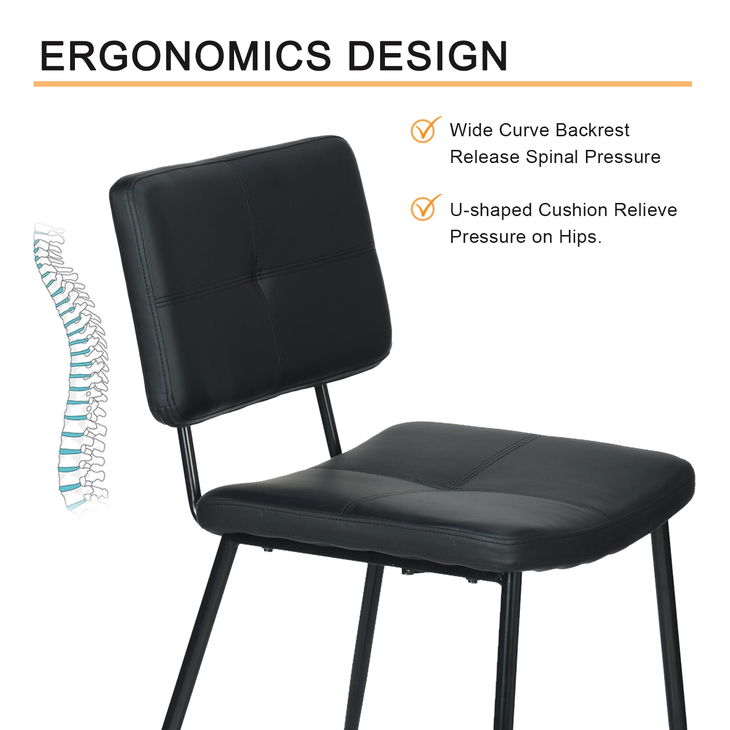 Homy Casa Karomi 2PC PU Dining Chairs in Black