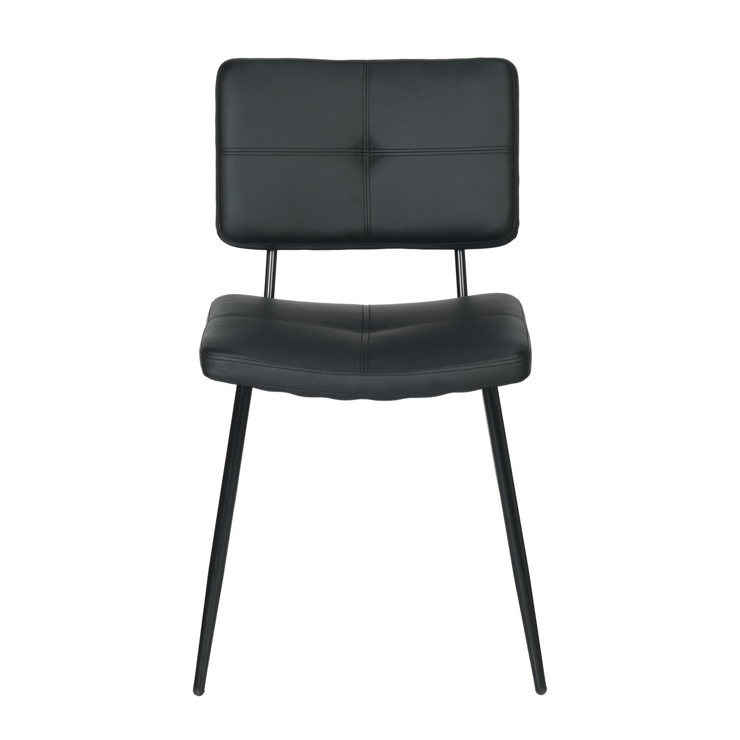 KOM Modern PU Dining Chairs Set of 2, Black Metal Legs