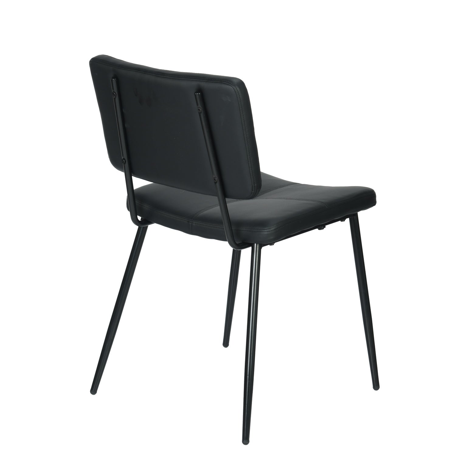 KOM Modern PU Dining Chairs Set of 2, Black Metal Legs