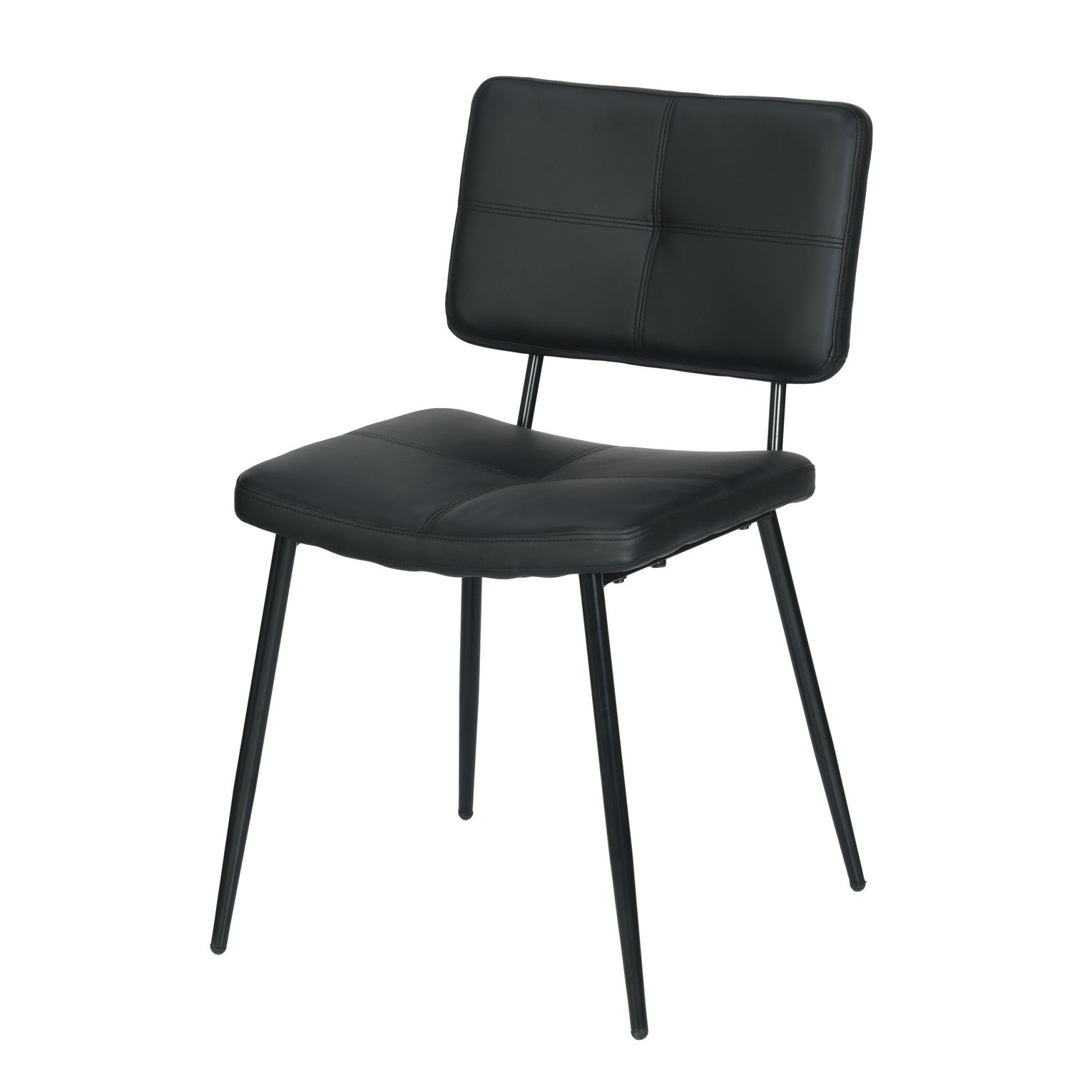 KOM Modern PU Dining Chairs Set of 2, Black Metal Legs