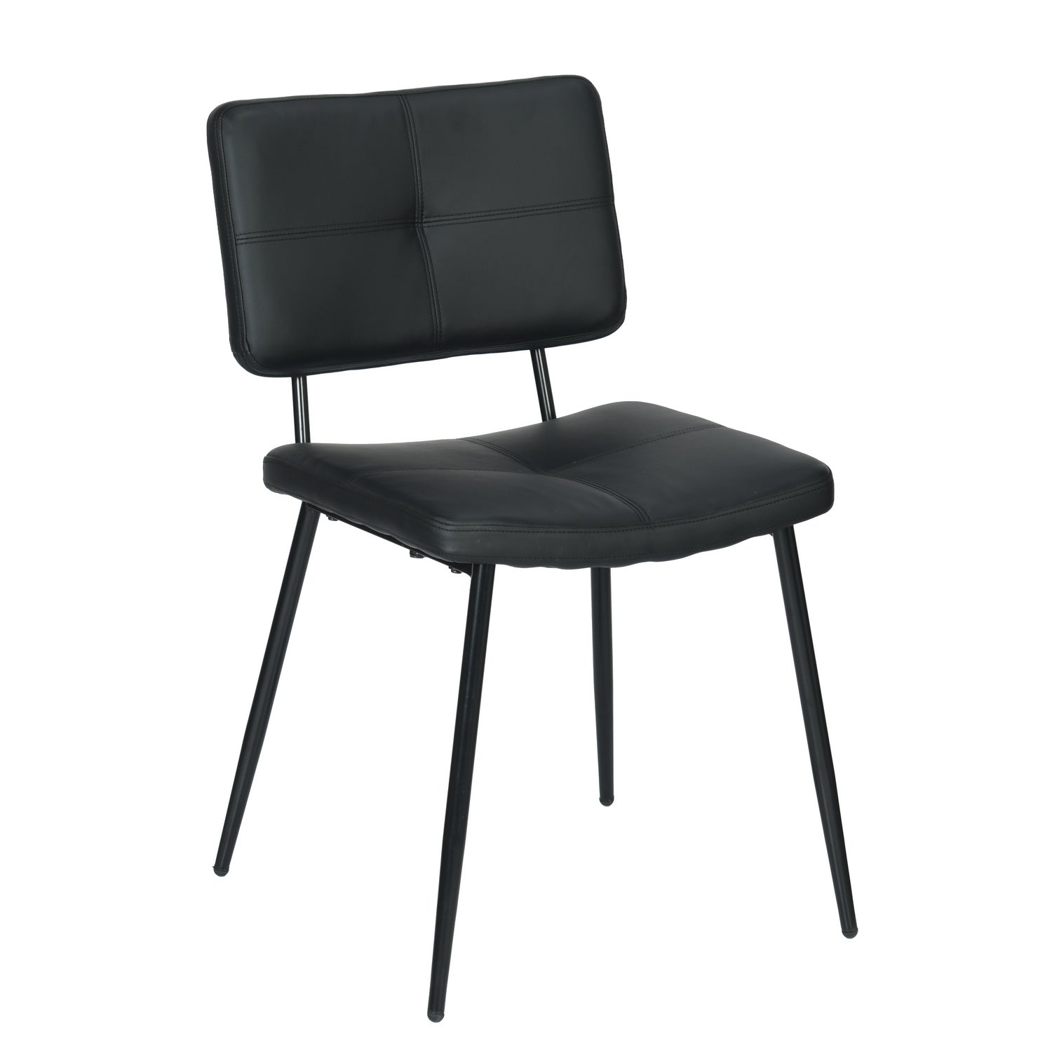 KOM Modern PU Dining Chairs Set of 2, Black Metal Legs