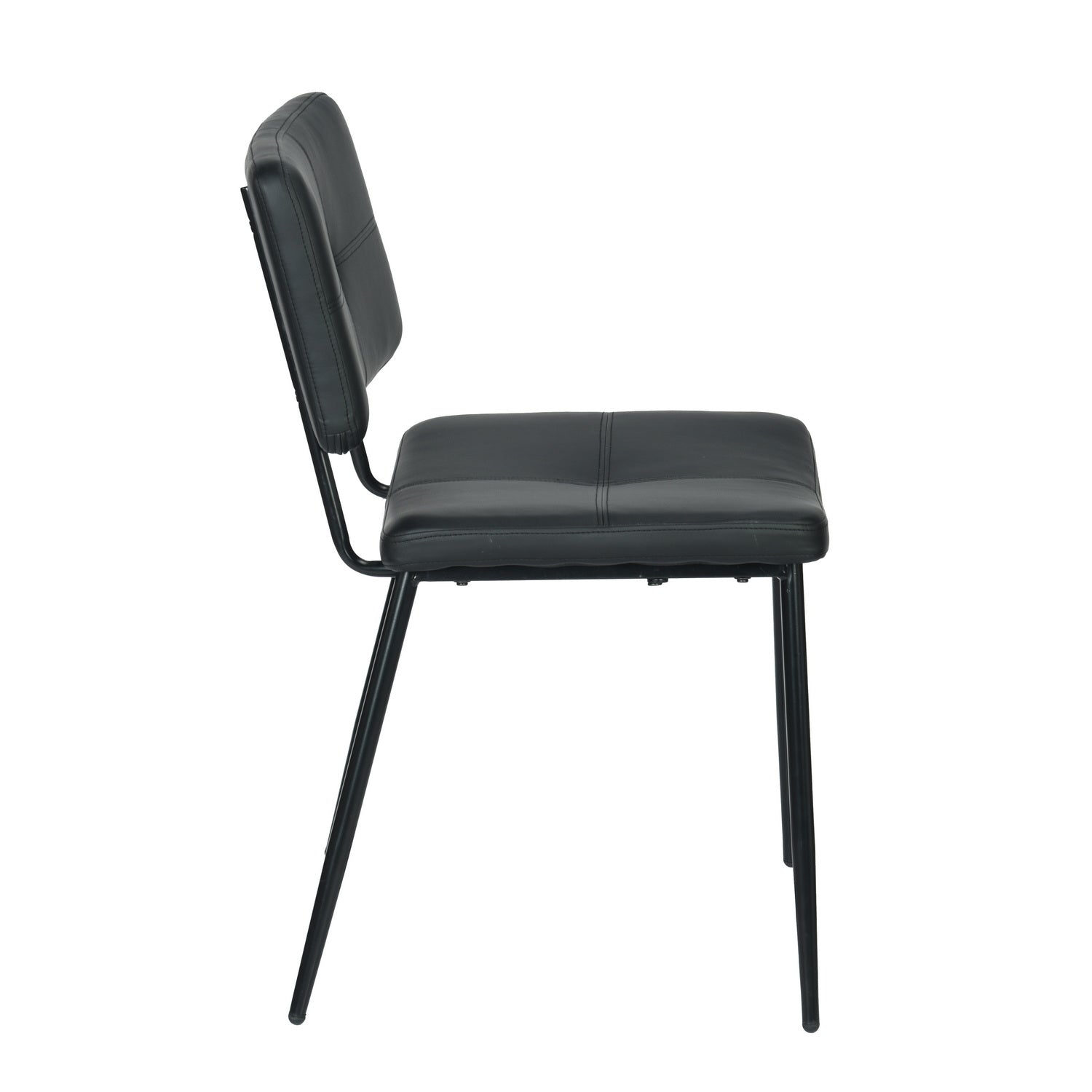 KOM Modern PU Dining Chairs Set of 2, Black Metal Legs