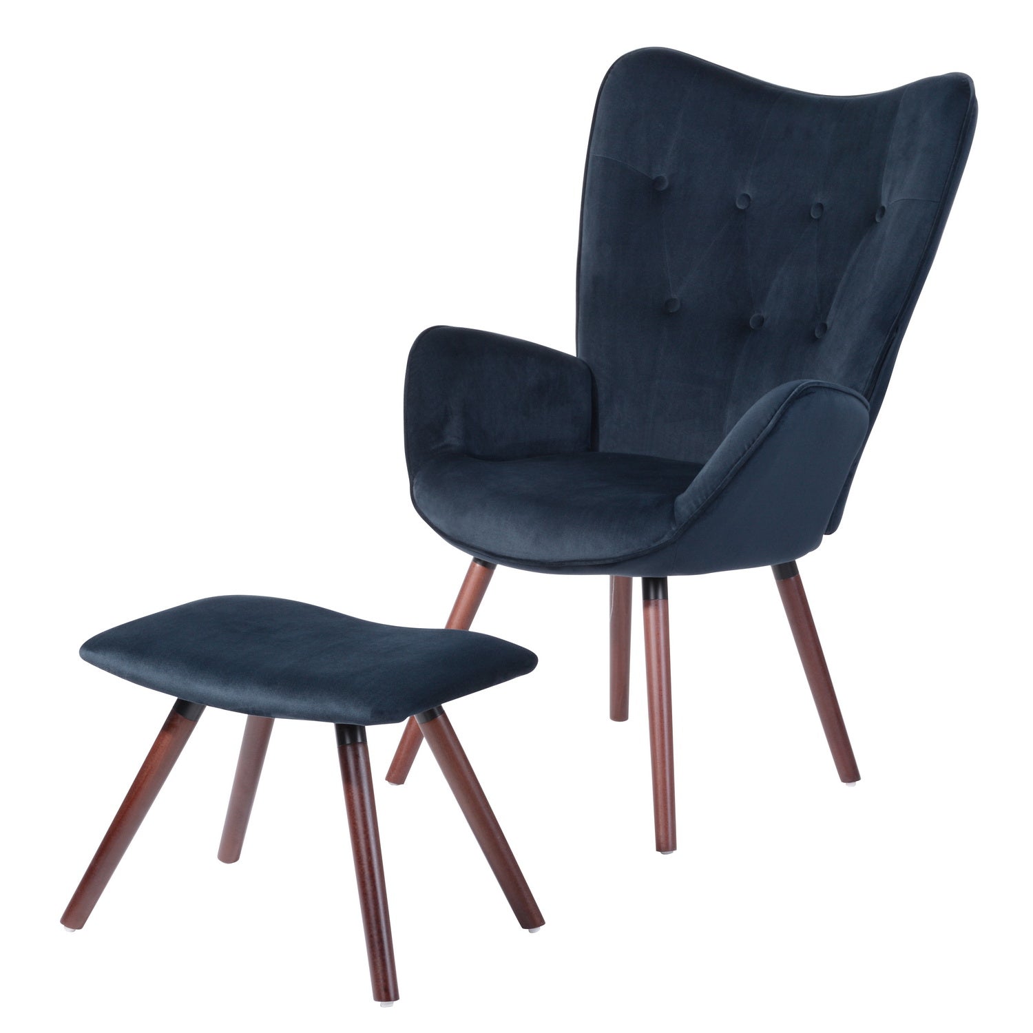 Homy Casa KAS Ottoman Blue Leisure Chair with Ottoman for Living Room and Home Relaxation Open Box