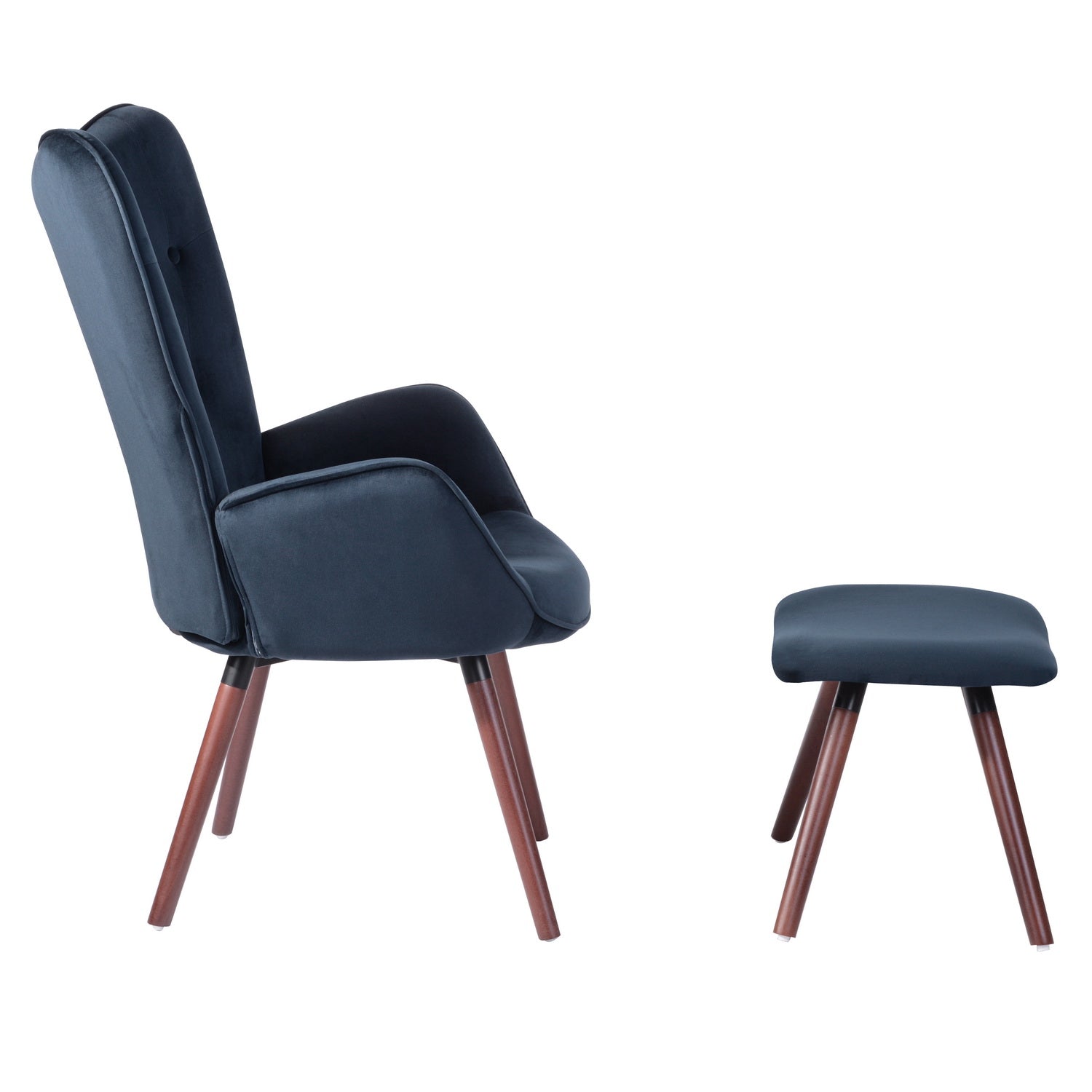 Homy Casa KAS Ottoman Blue Leisure Chair with Ottoman for Living Room and Home Relaxation Open Box