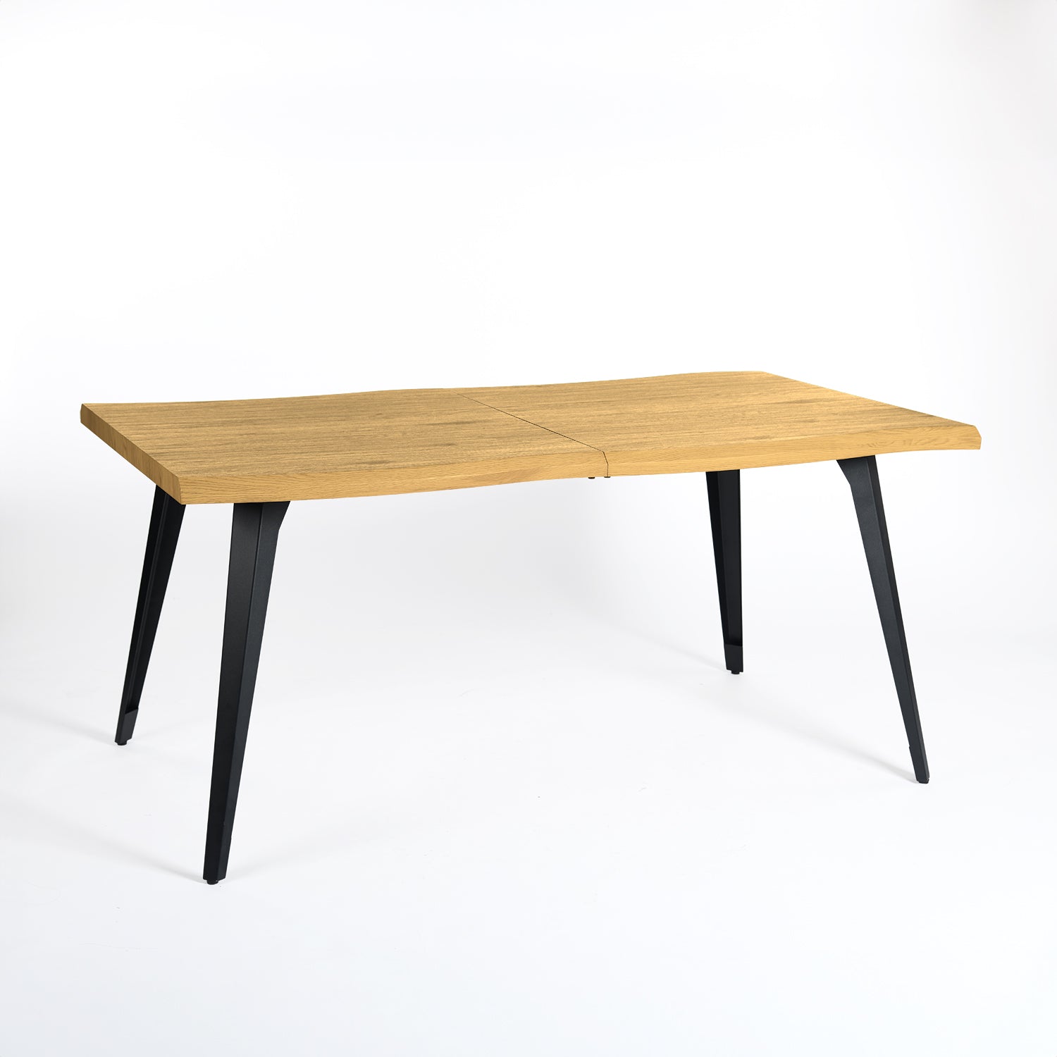 Lancelot 63" Oak Dining Table Set with 6 Ann Upholstered Chairs, Black