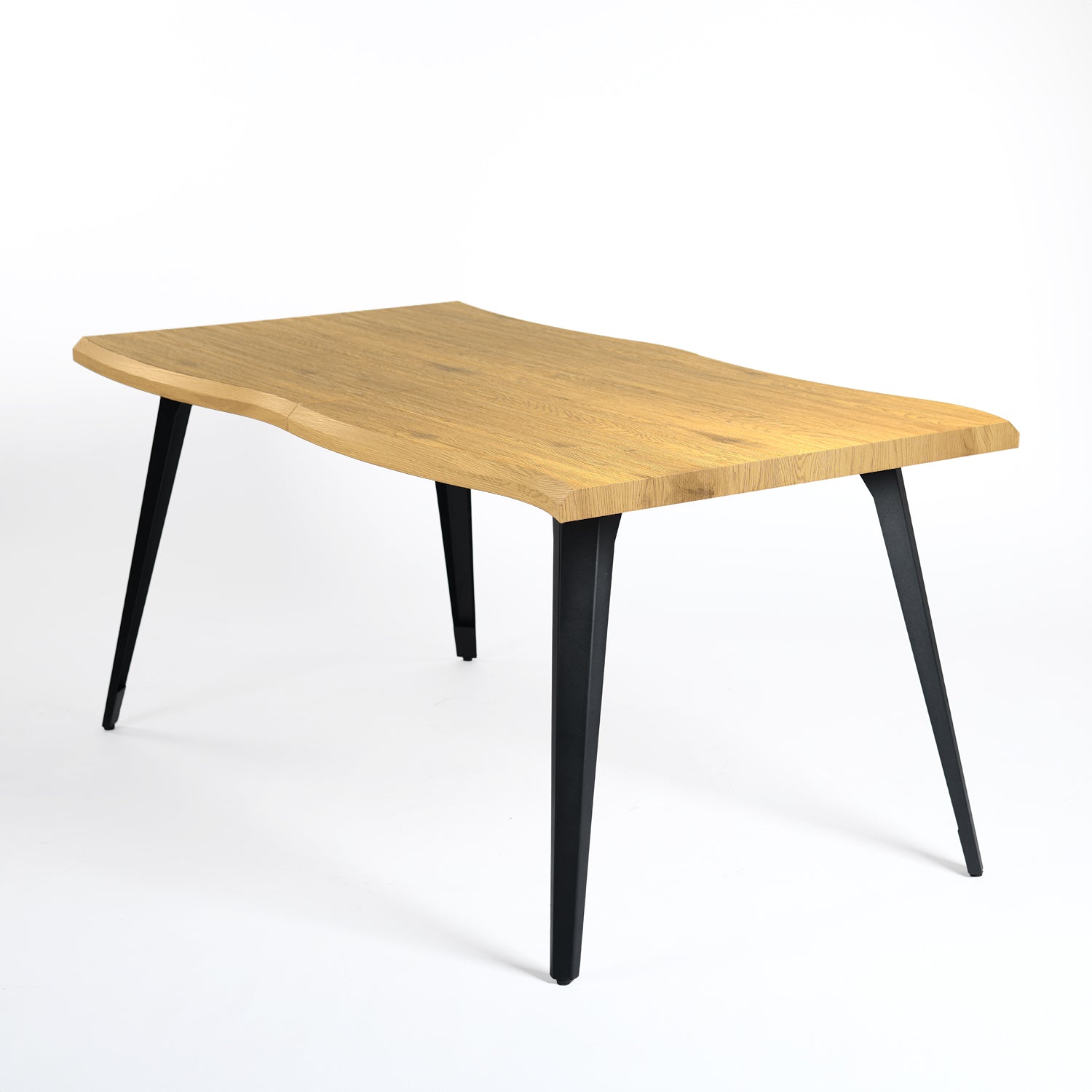 Lancelot 63" Oak Dining Table Set with 6 Ann Upholstered Chairs, Black