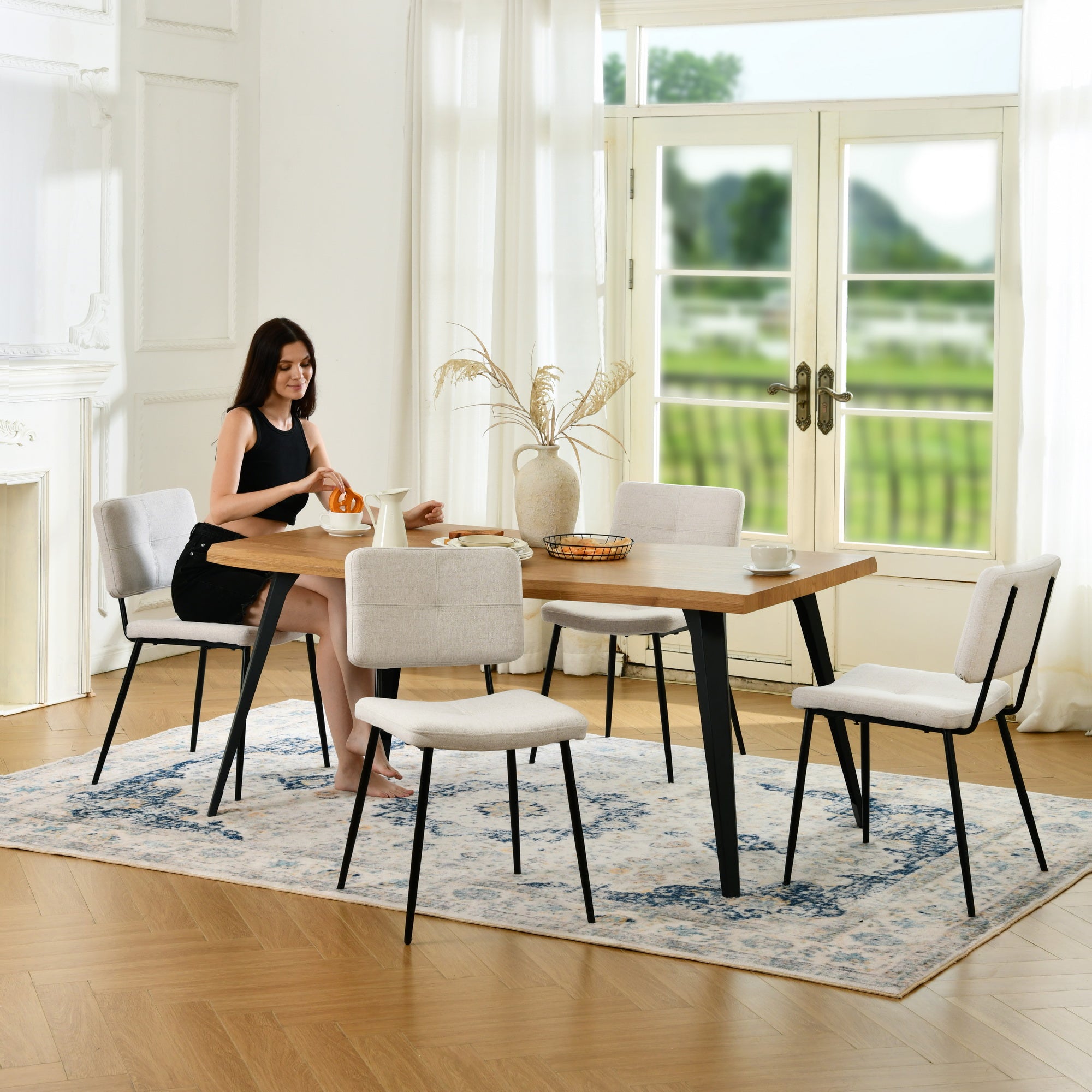 Lancelot 5 Piece Oak & Pomona Upholstered Dining Set