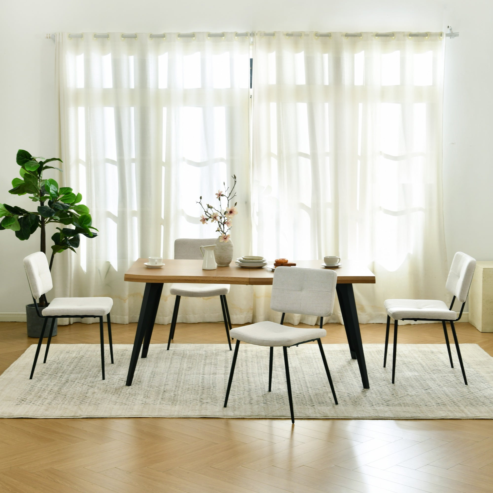 Lancelot 5 Piece Oak & Pomona Upholstered Dining Set