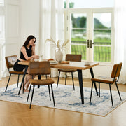 Homy Casa Lancelot 5 Piece Oak Dining Table Set with 4 Pomona Upholstered Chairs