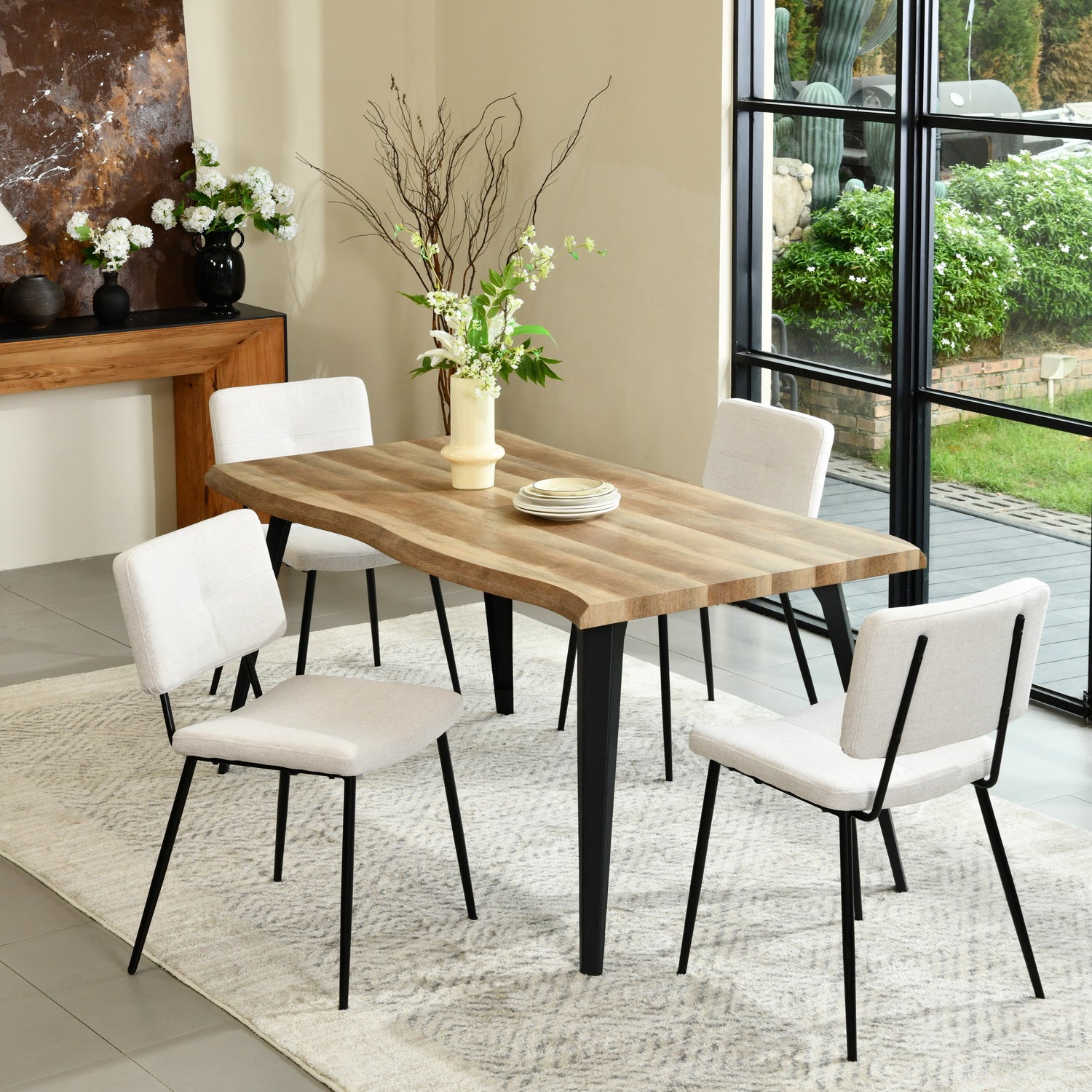 Lancelot 5 Piece Walnut & Pomona Upholstered Dining Set