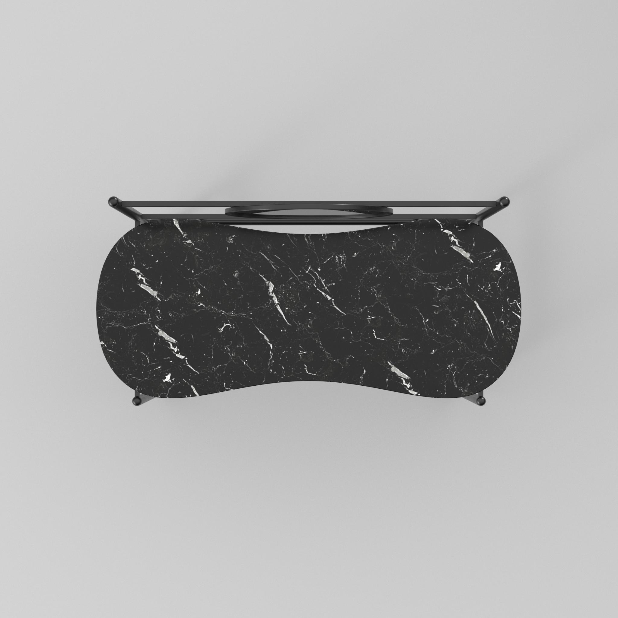 Looney 43.3” Oval shape Vanity with Round Mirror, Marble top finish