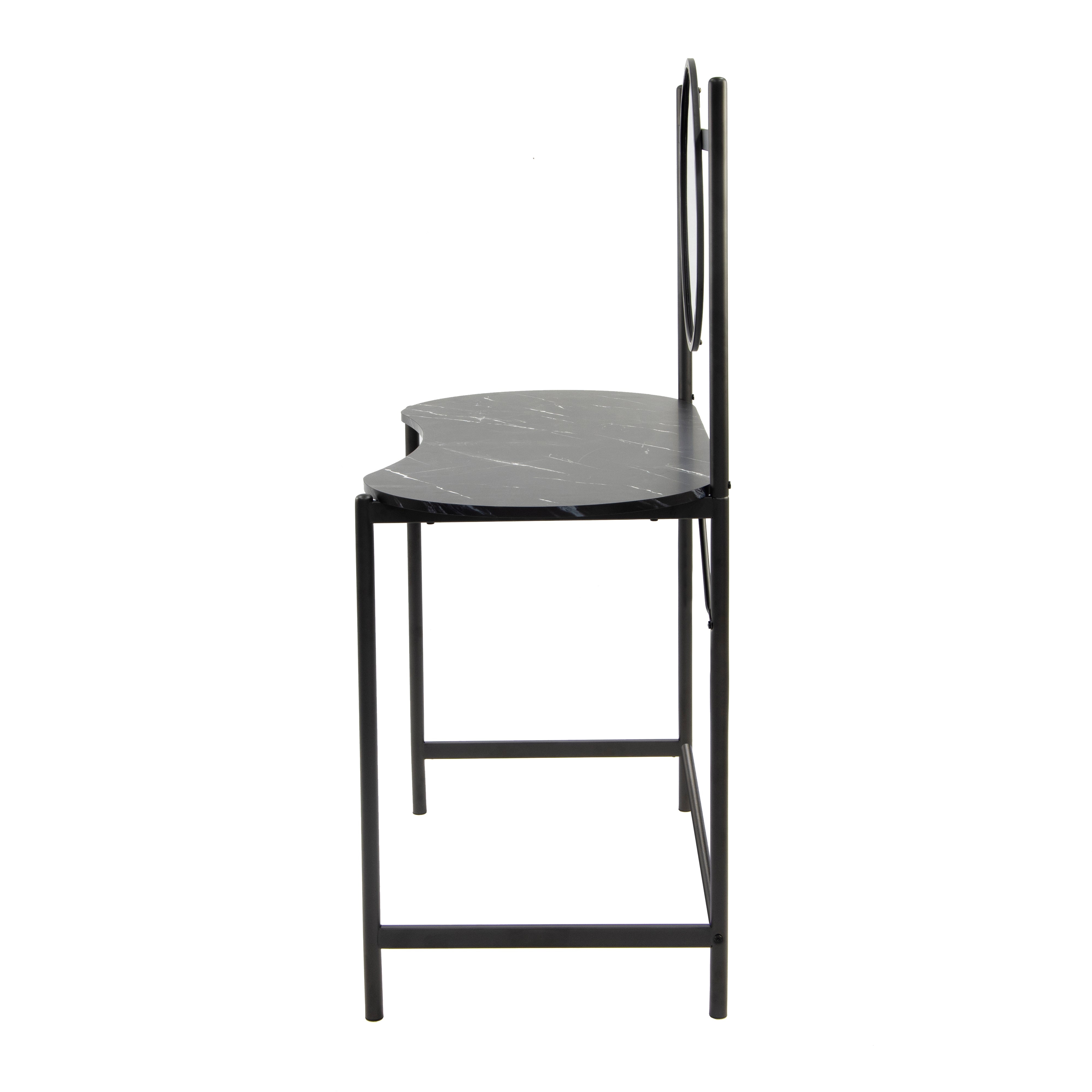 Looney 43.3” Oval shape Vanity with Round Mirror, Marble top finish