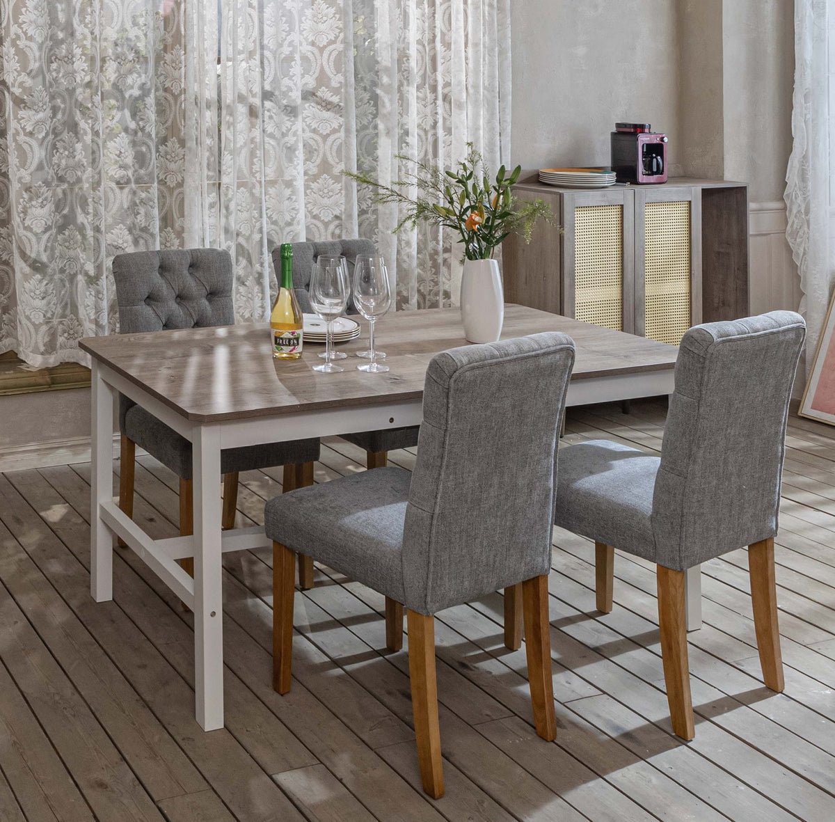 Homy Casa LUCETTA GREY 2PC Dining Chairs Comfortable Seating for Kitchen & Dining Room Open Box