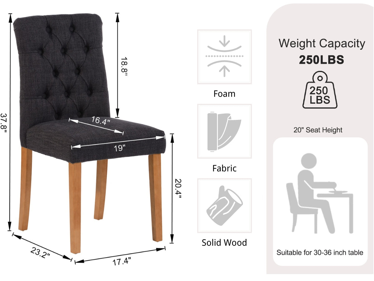 Homy Casa ROOKIE R+LUCETTA 5-Piece Dining Set 31.5" Dining Table with 4 LUCETTA BLACK Chairs Open Box